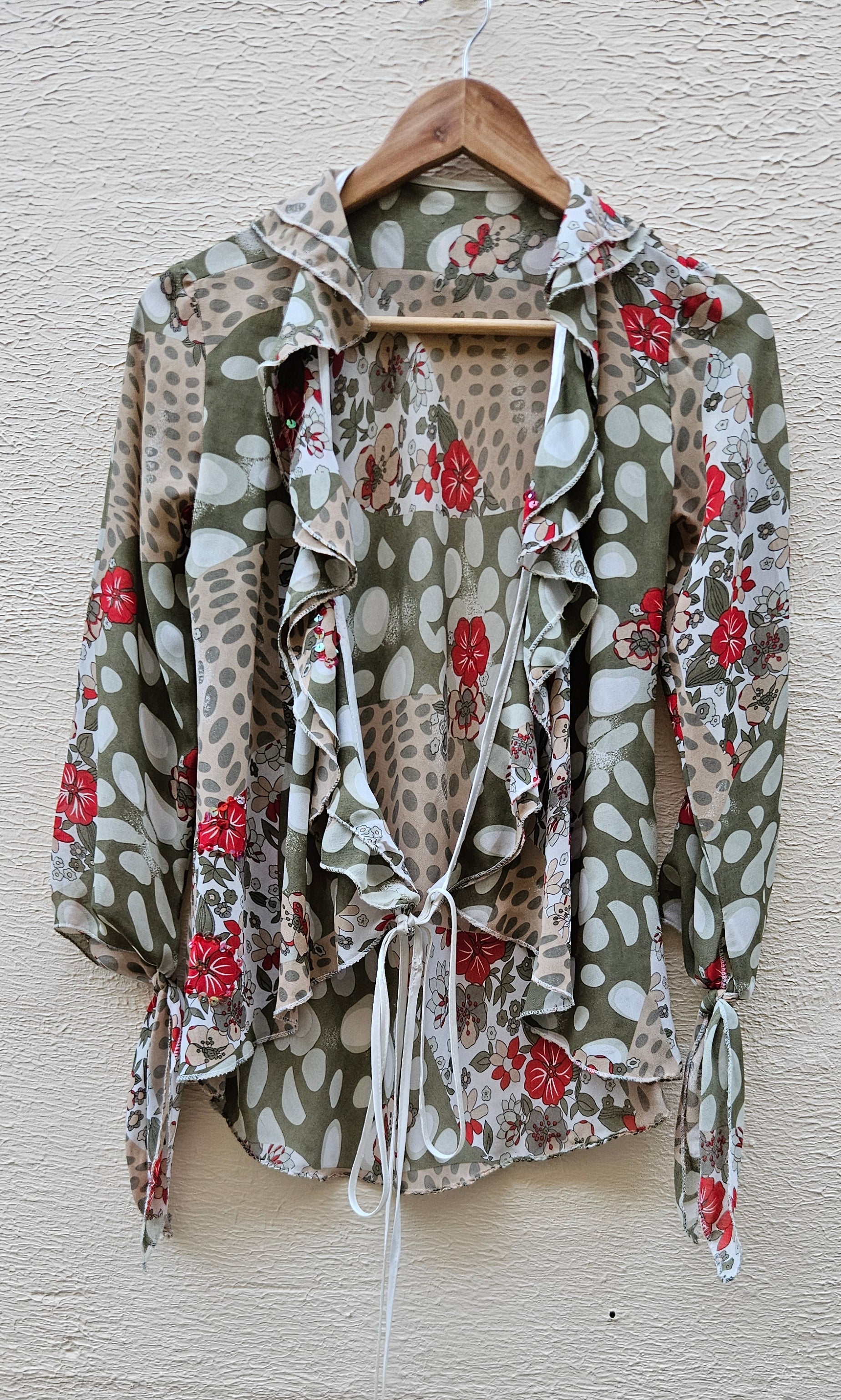 Vintage Ruffle Tie Blouse
