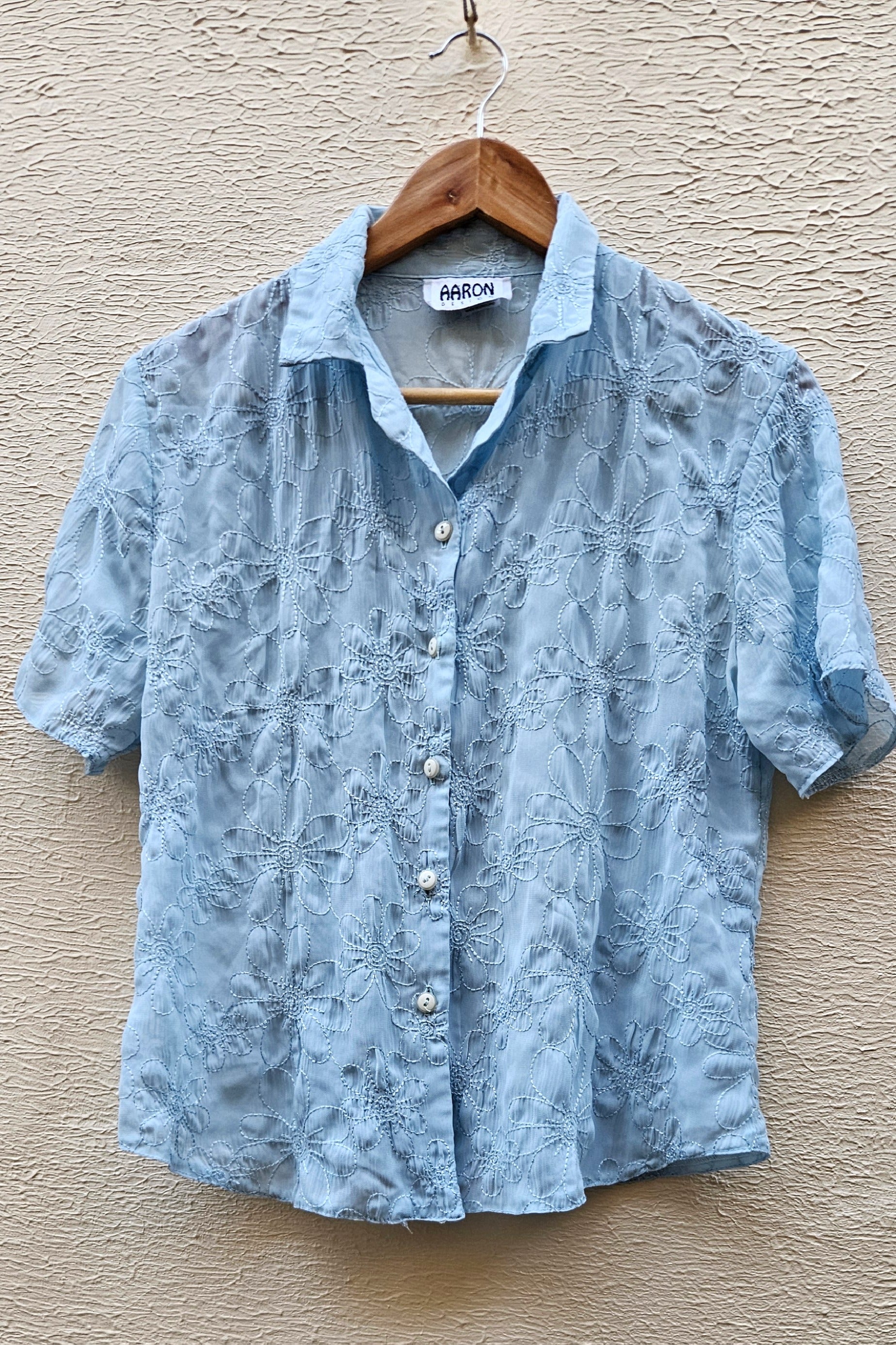 Sky Blue Embroidered Blouse