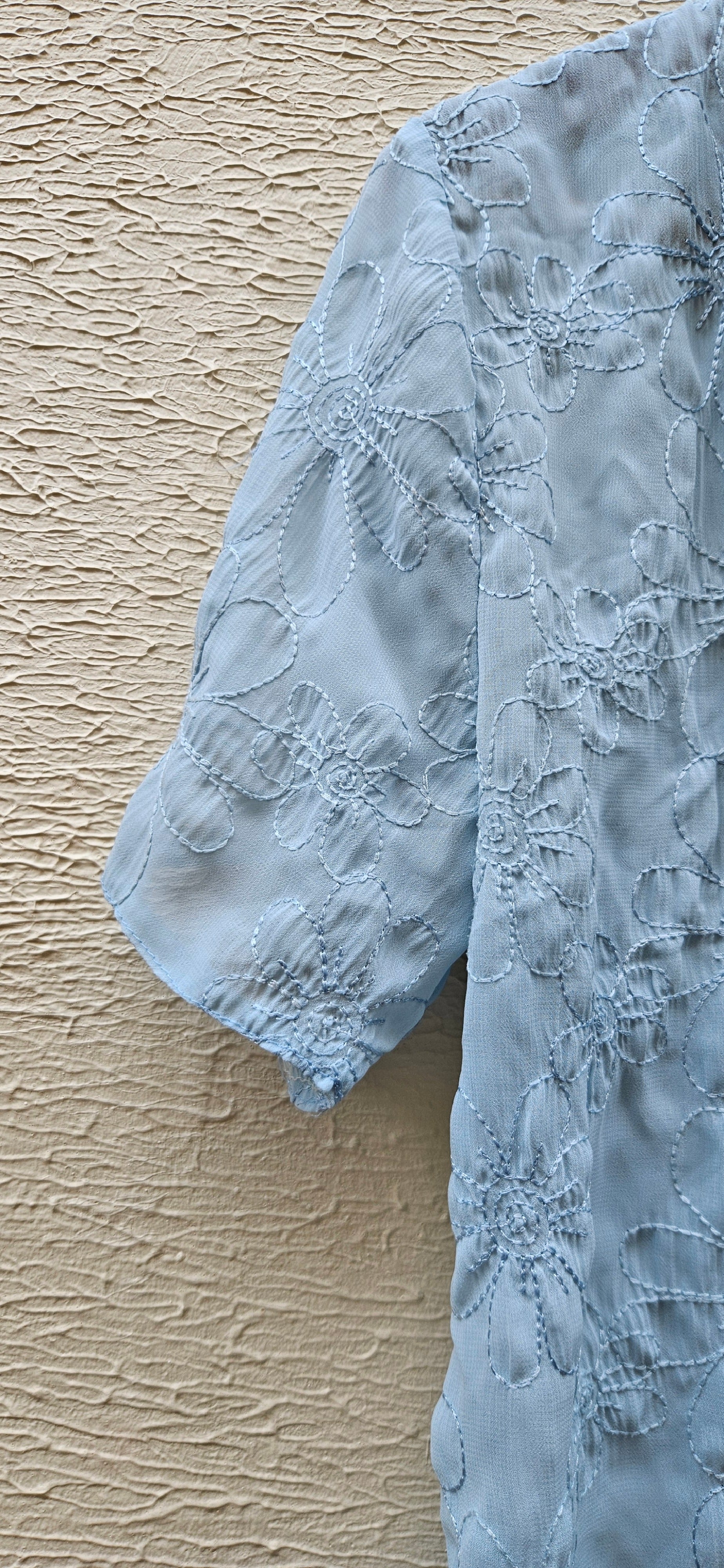 Sky Blue Embroidered Blouse