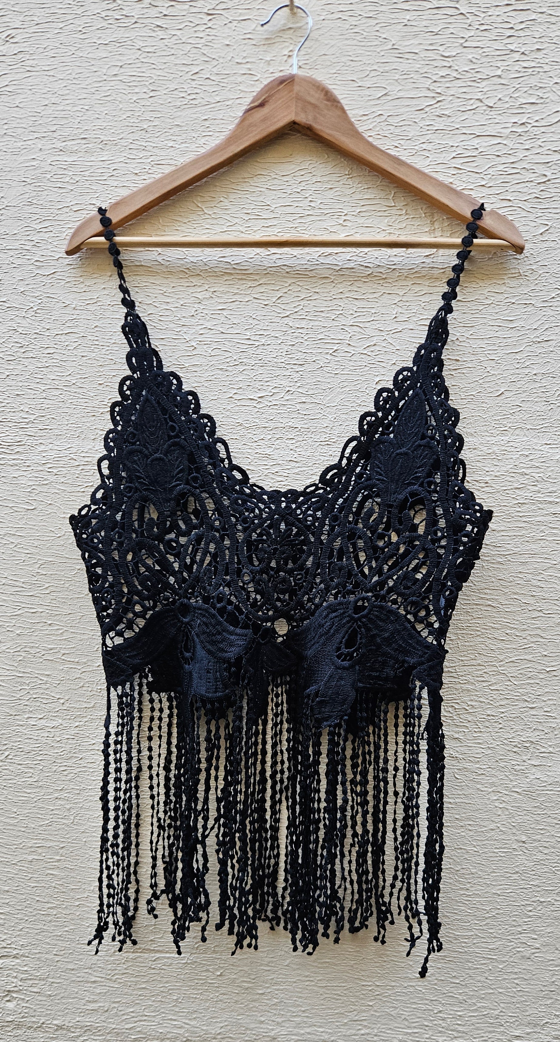 Black Crochet Bralette Top