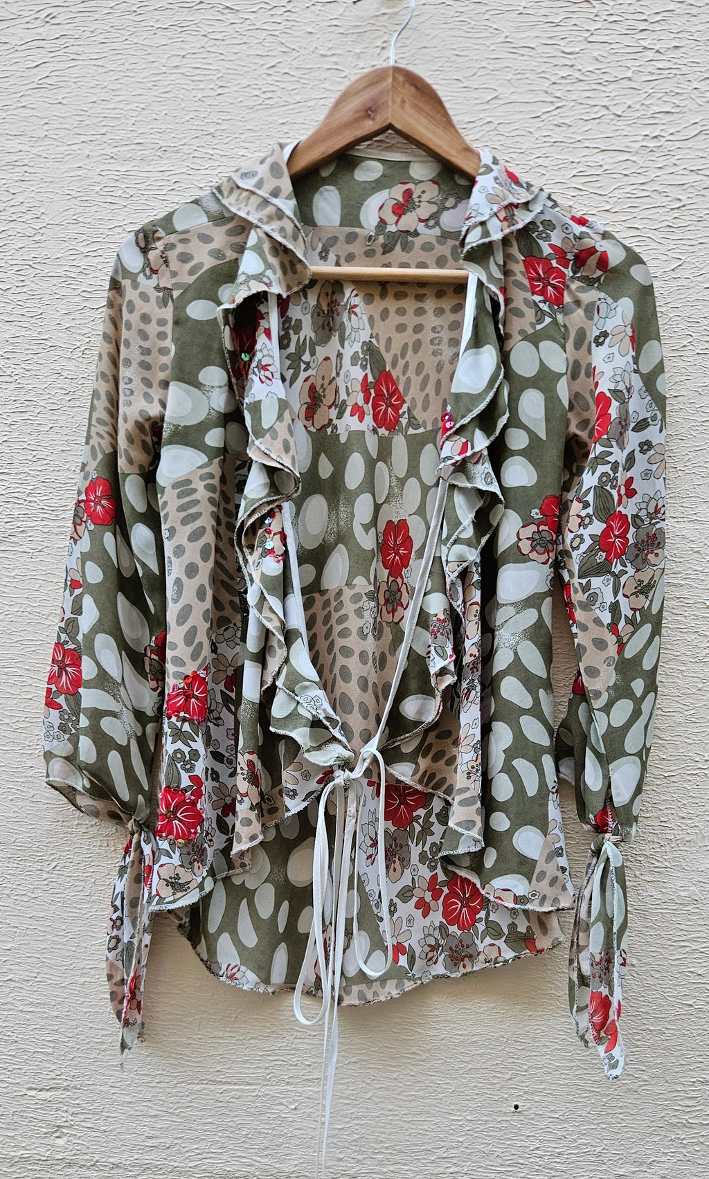 Vintage Ruffle Tie Blouse