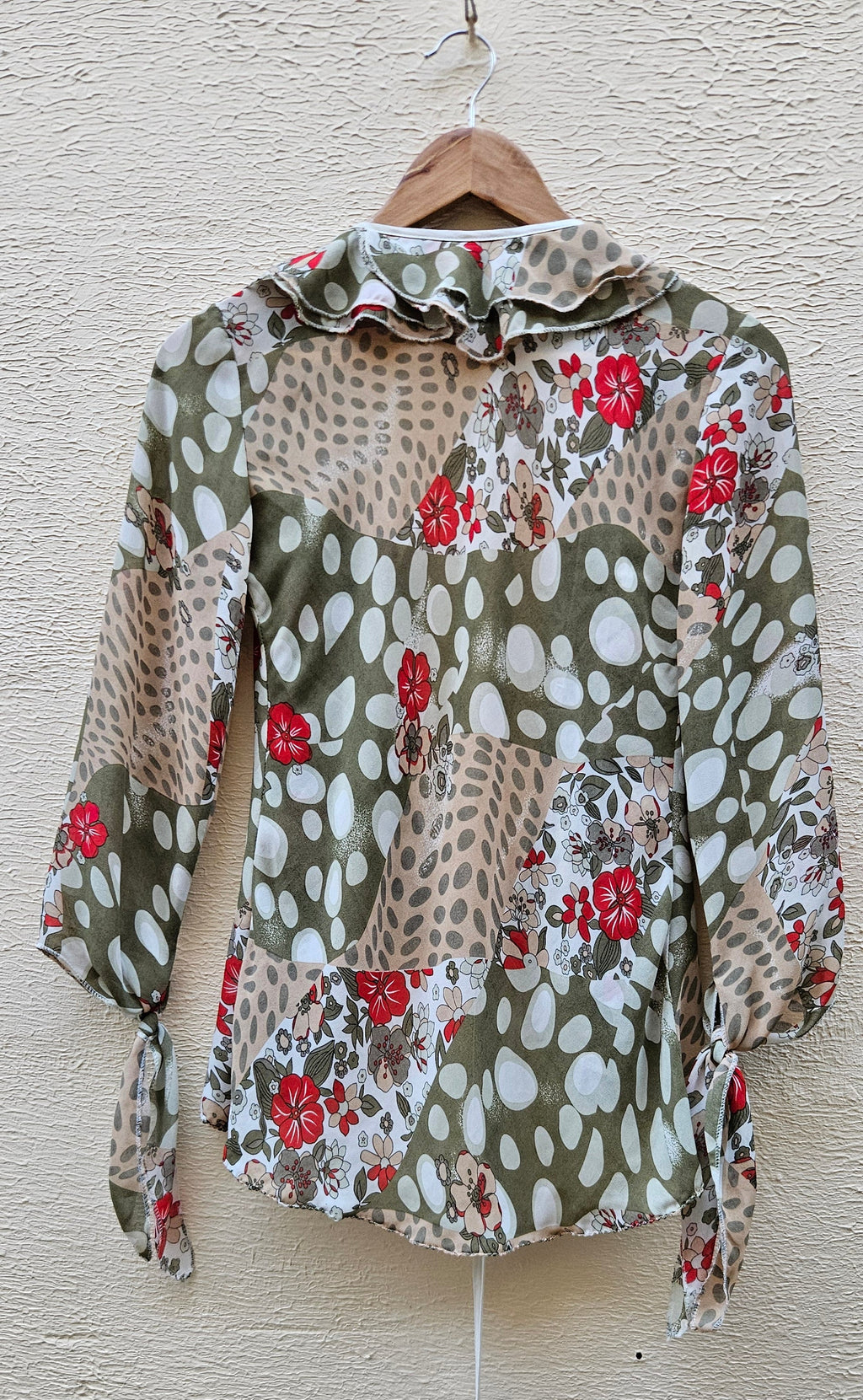 Vintage Ruffle Tie Blouse