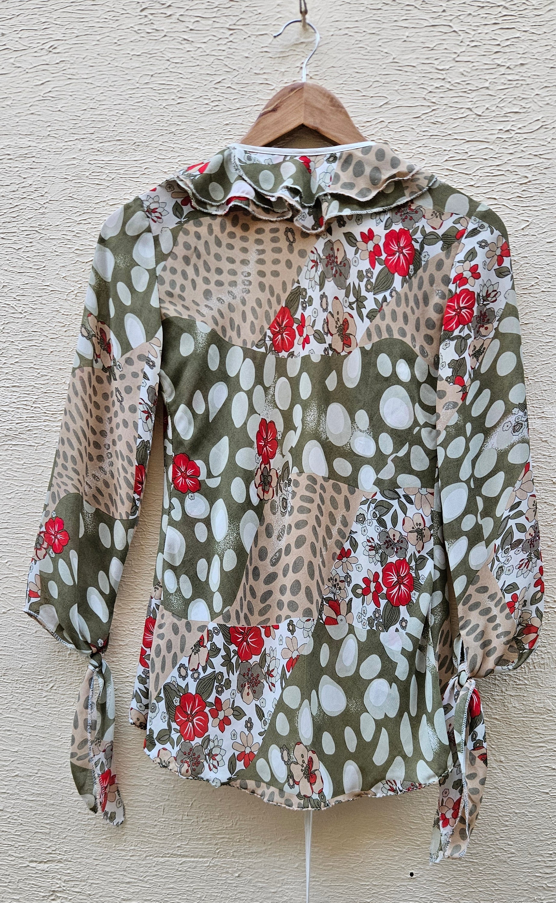 Vintage Ruffle Tie Blouse