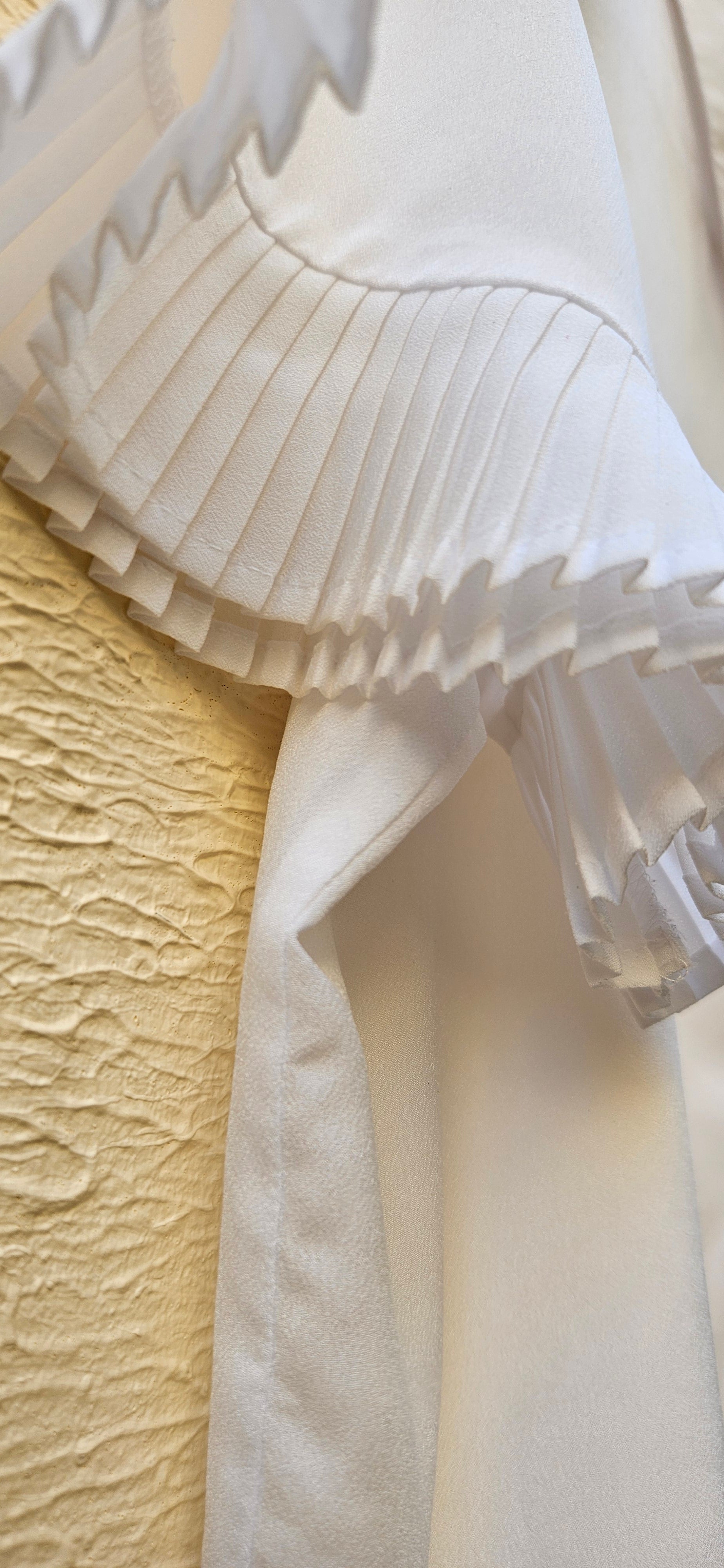 White Pleated Sleeve Blouse