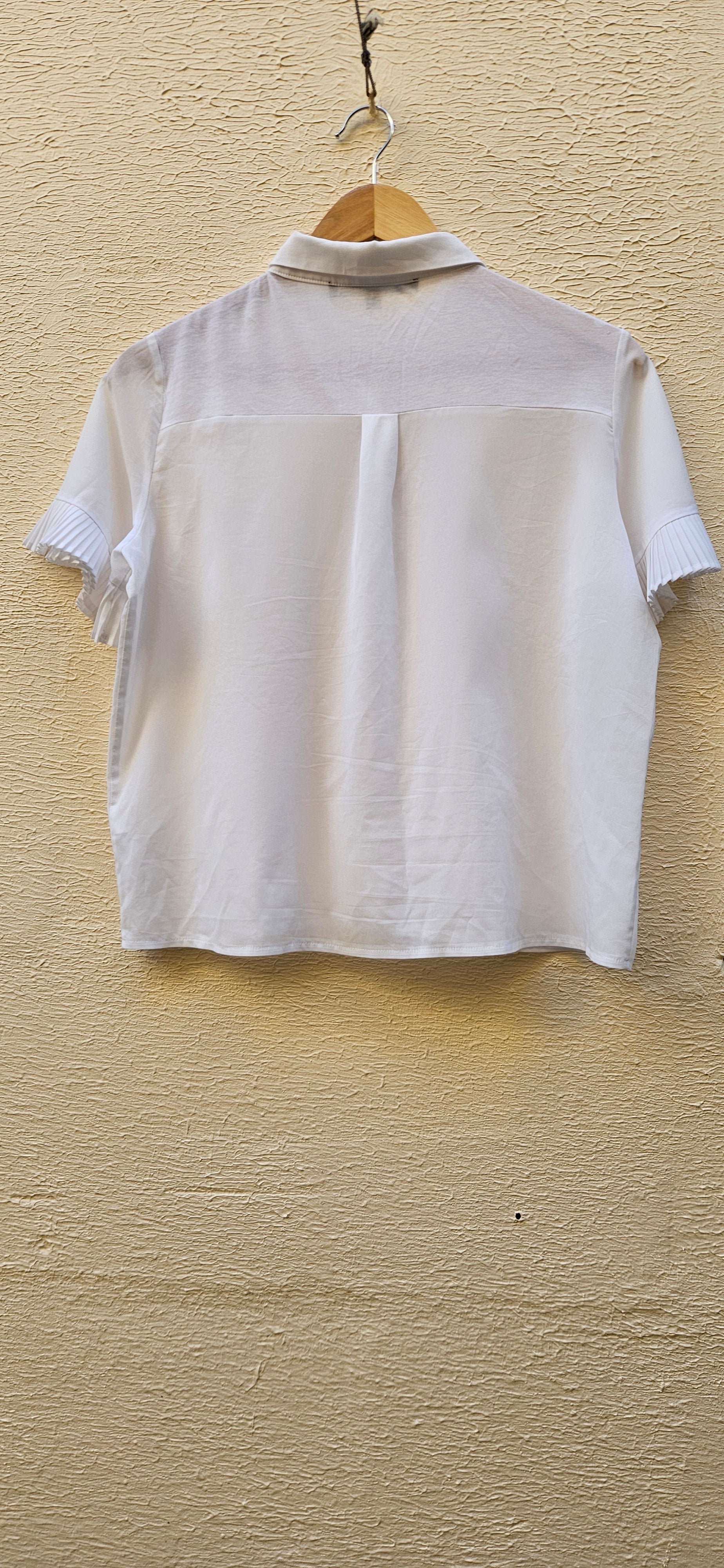 White Pleated Sleeve Blouse