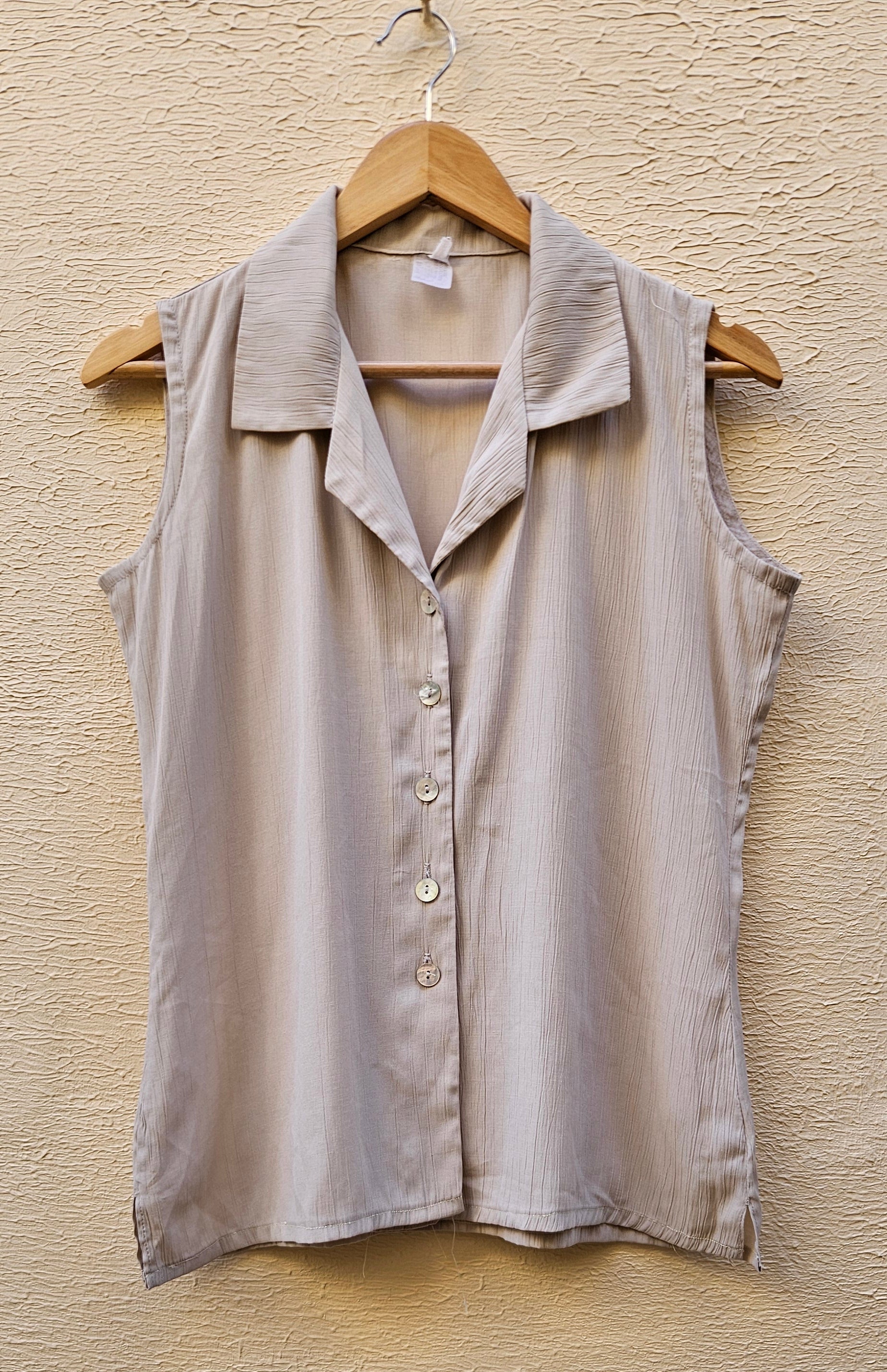 Beige Sleeveless Blouse