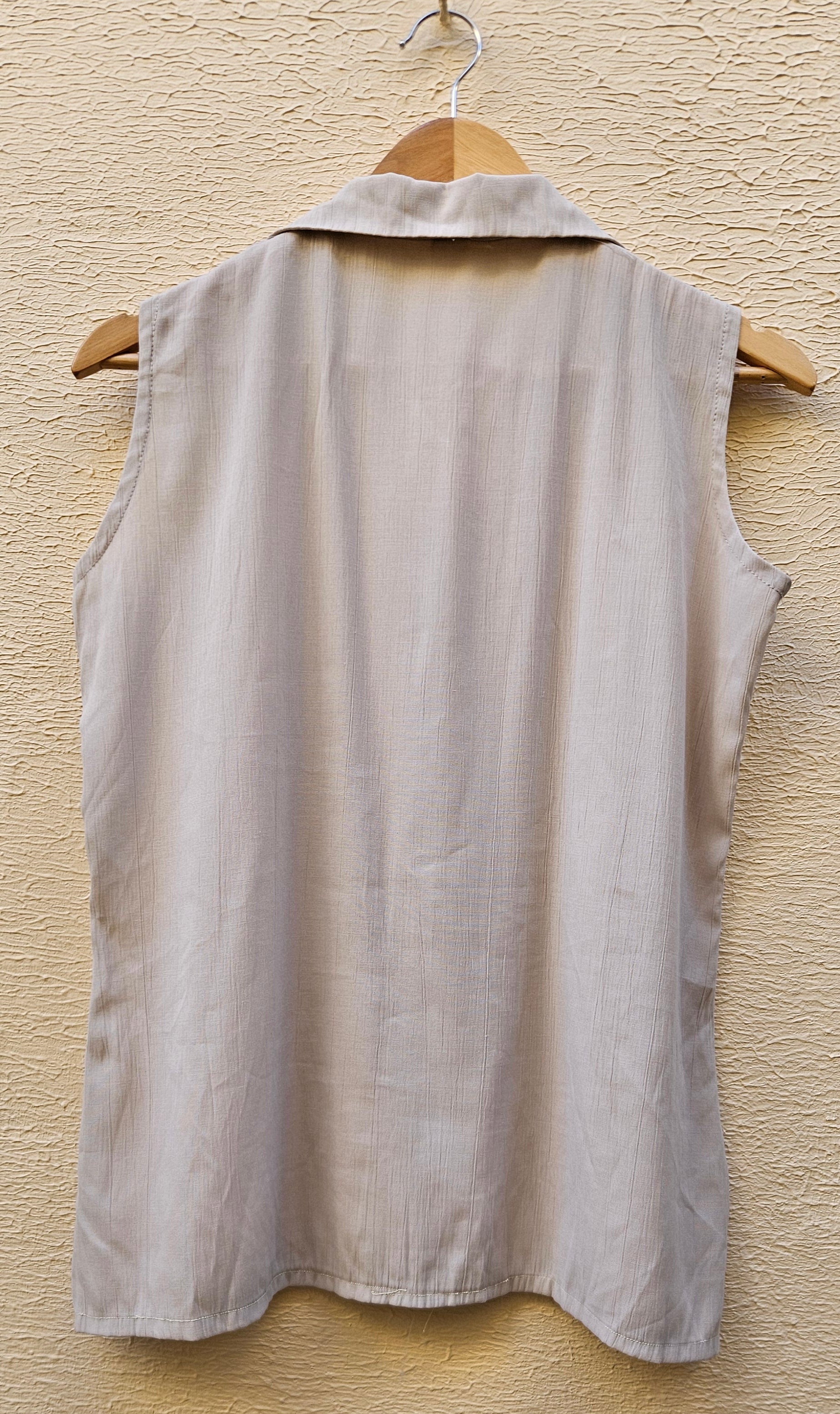 Beige Sleeveless Blouse