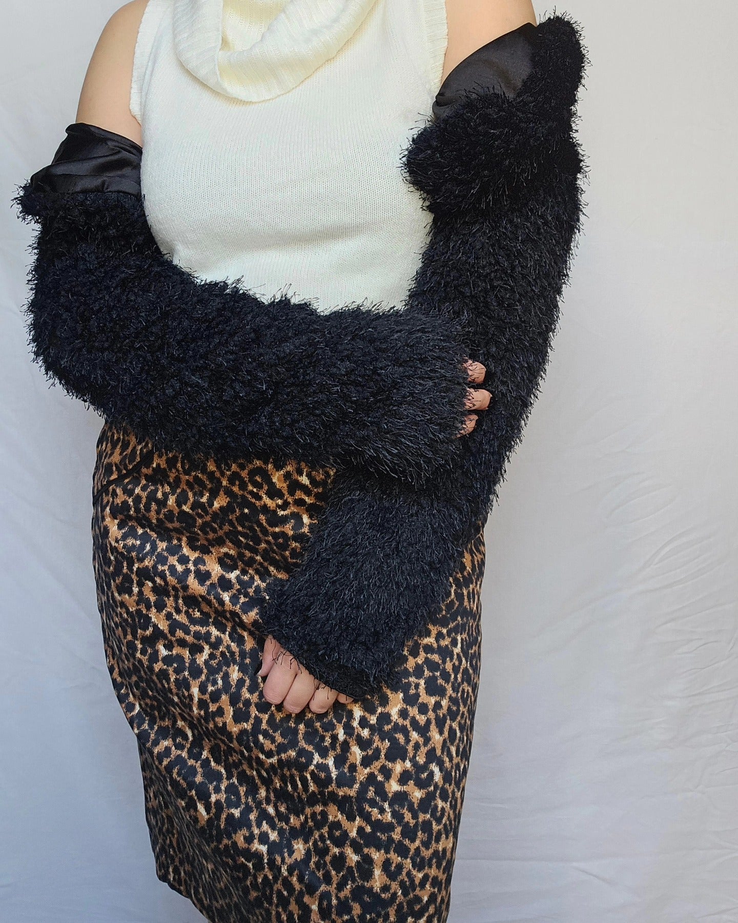 Black Fuzzy Cropped Jacket