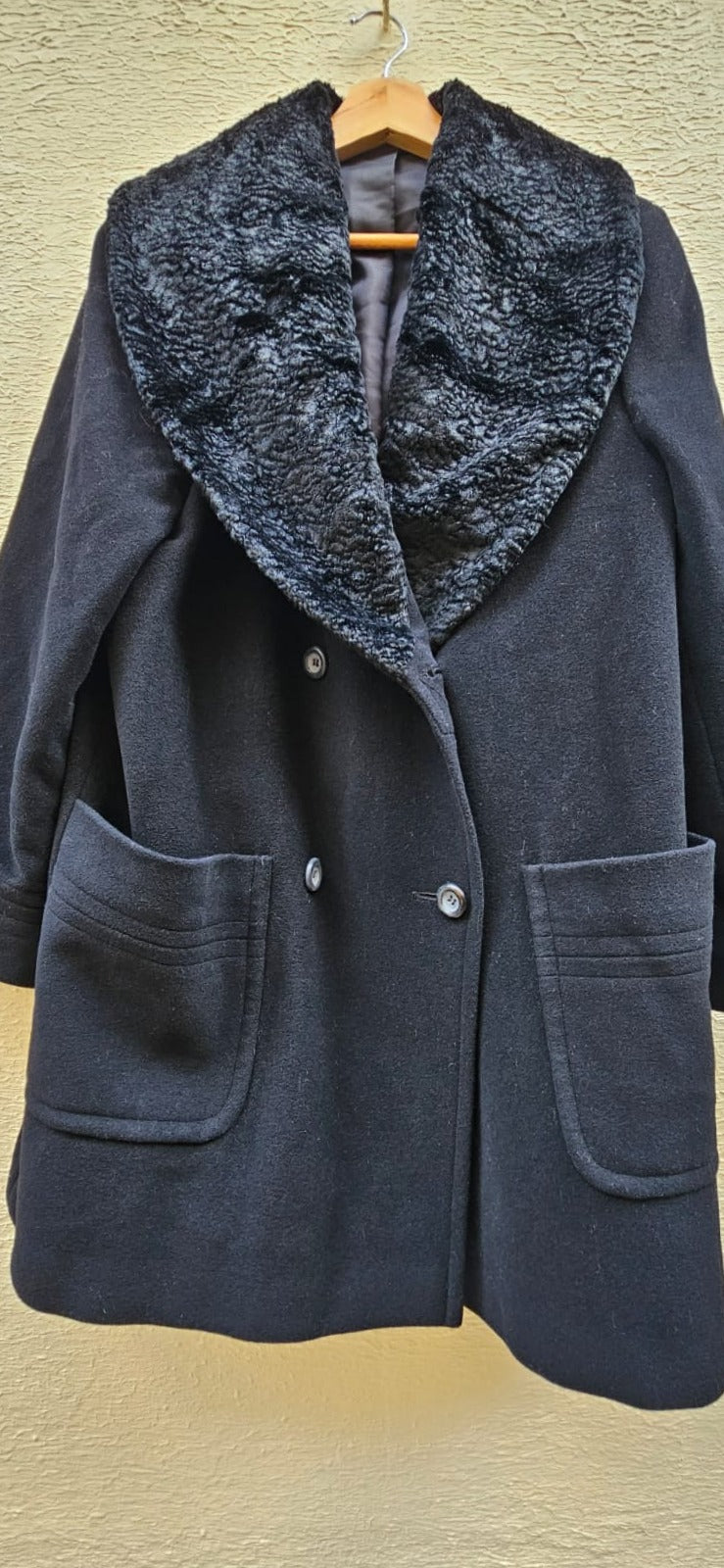 Black Coat with Faux Fur Collar