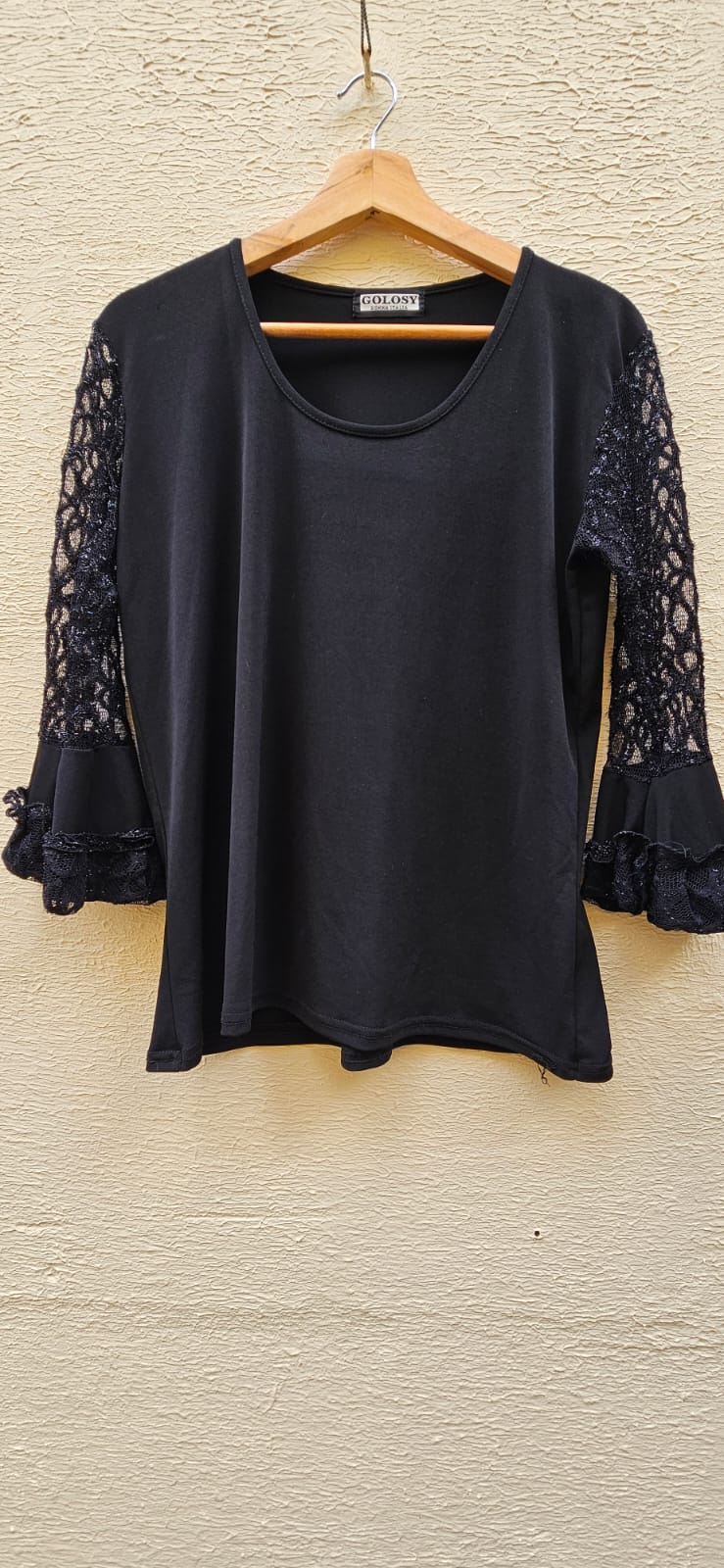 Black Lace Sleeve Blouse