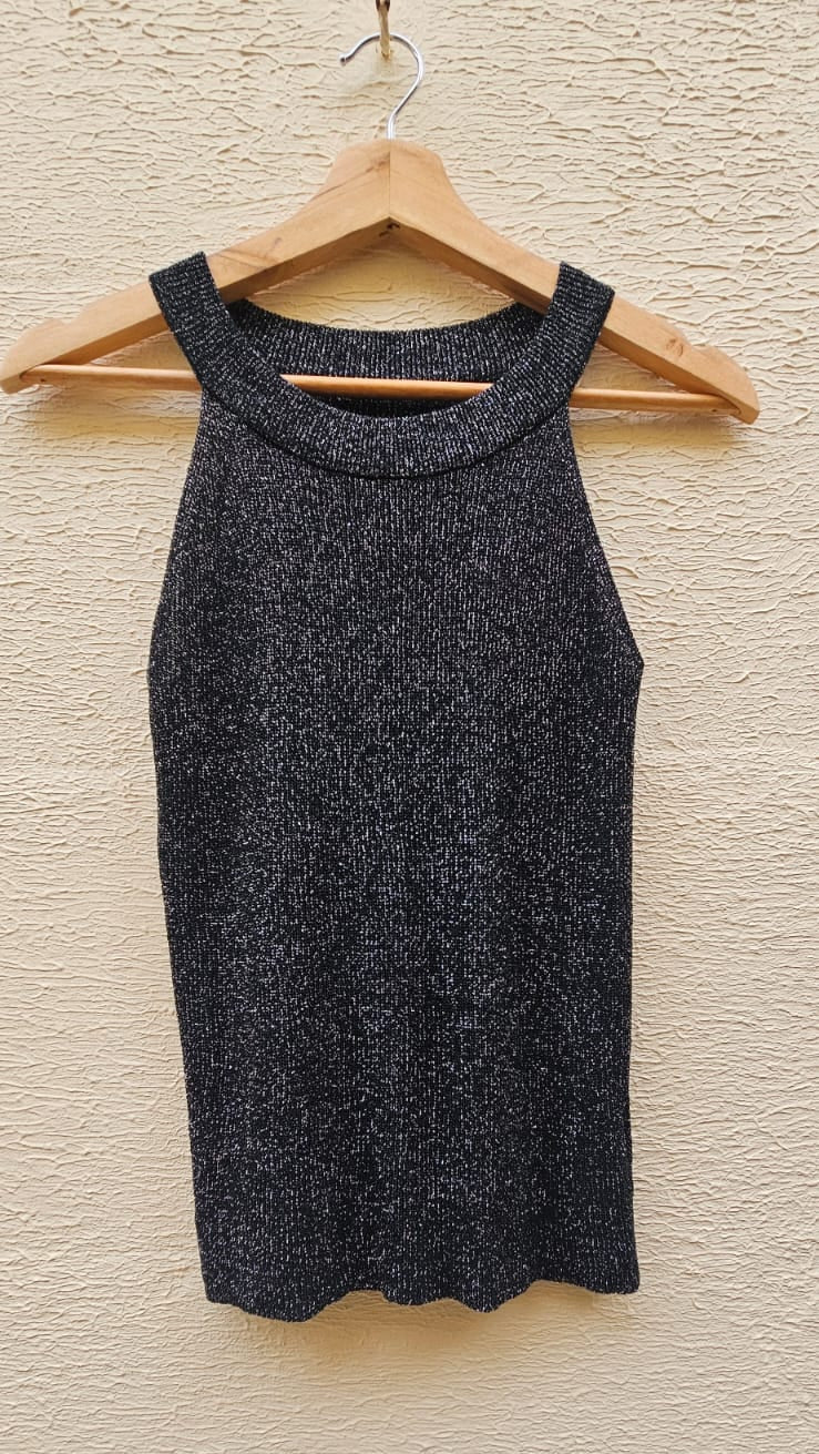 Black Sparkle Sleeveless Top