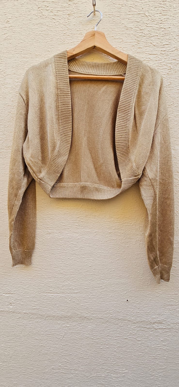 Gold Shimmer Cropped Cardigan