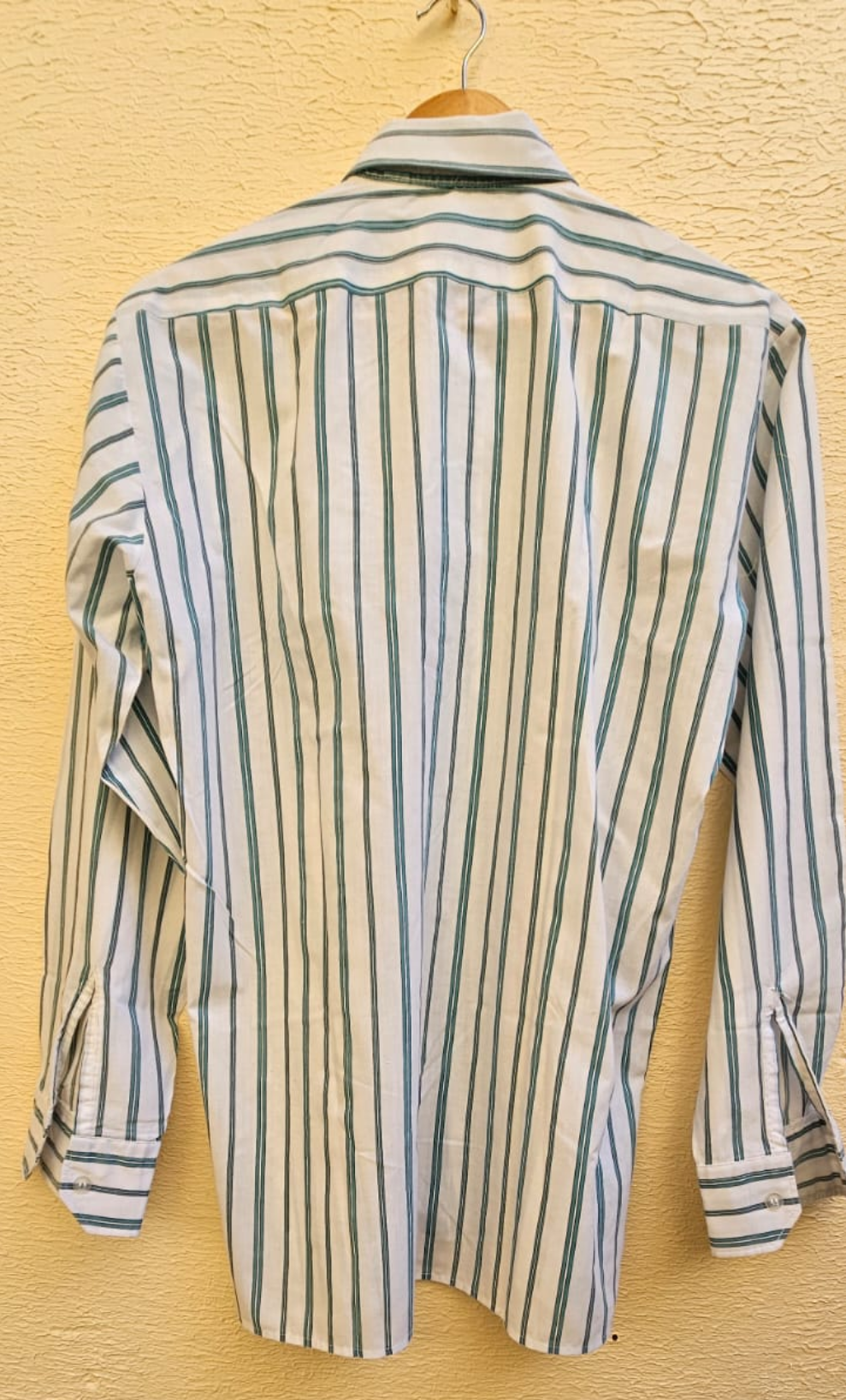 White & Teal Striped Shirt