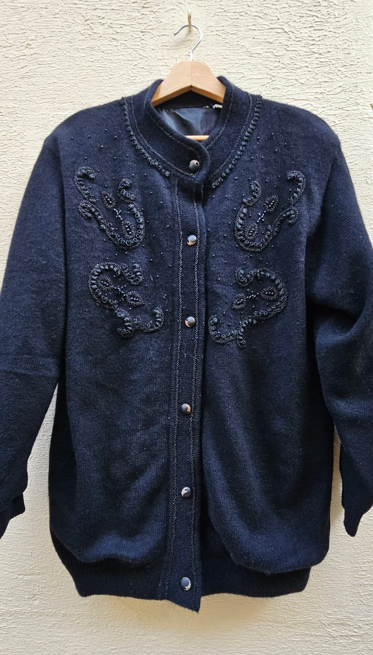 Black Embroidered Cardigan