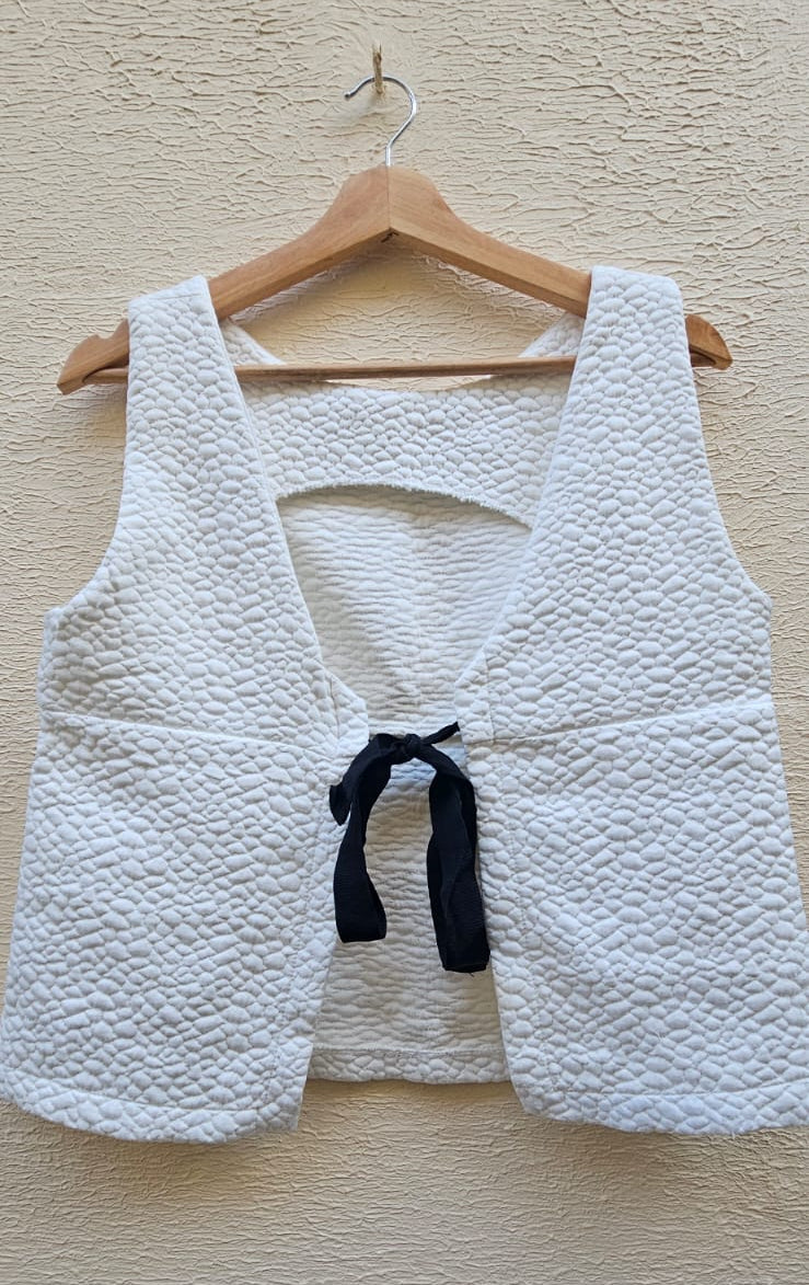 Textured Vest with Tie Front