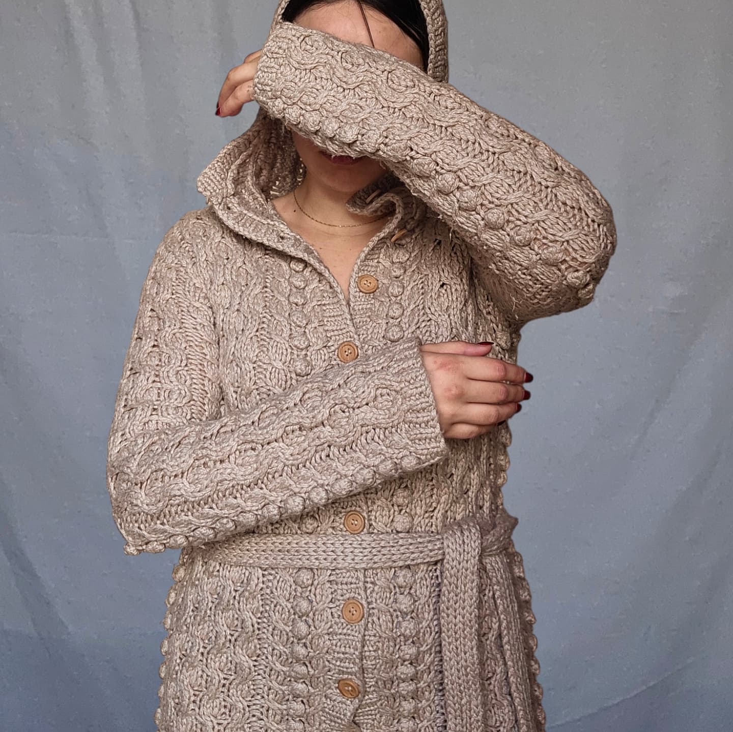 Beige Bobble Knit Mini Dress Belted Button-Down | Inversion Thrift Inversion.thrift Beige Bobble Knit Mini Dress Belted Button-Down | Inversion Thrift Inversion.thrift