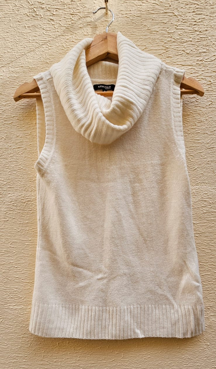 Cream Cowl Neck Sleeveless Sweater
