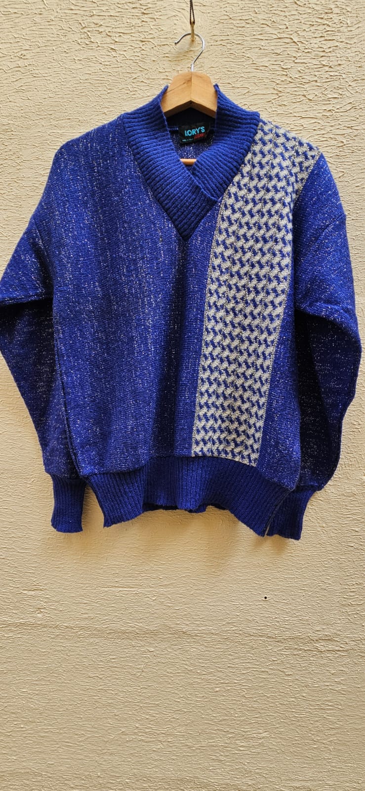 Vintage Blue Patterned Knit Sweater