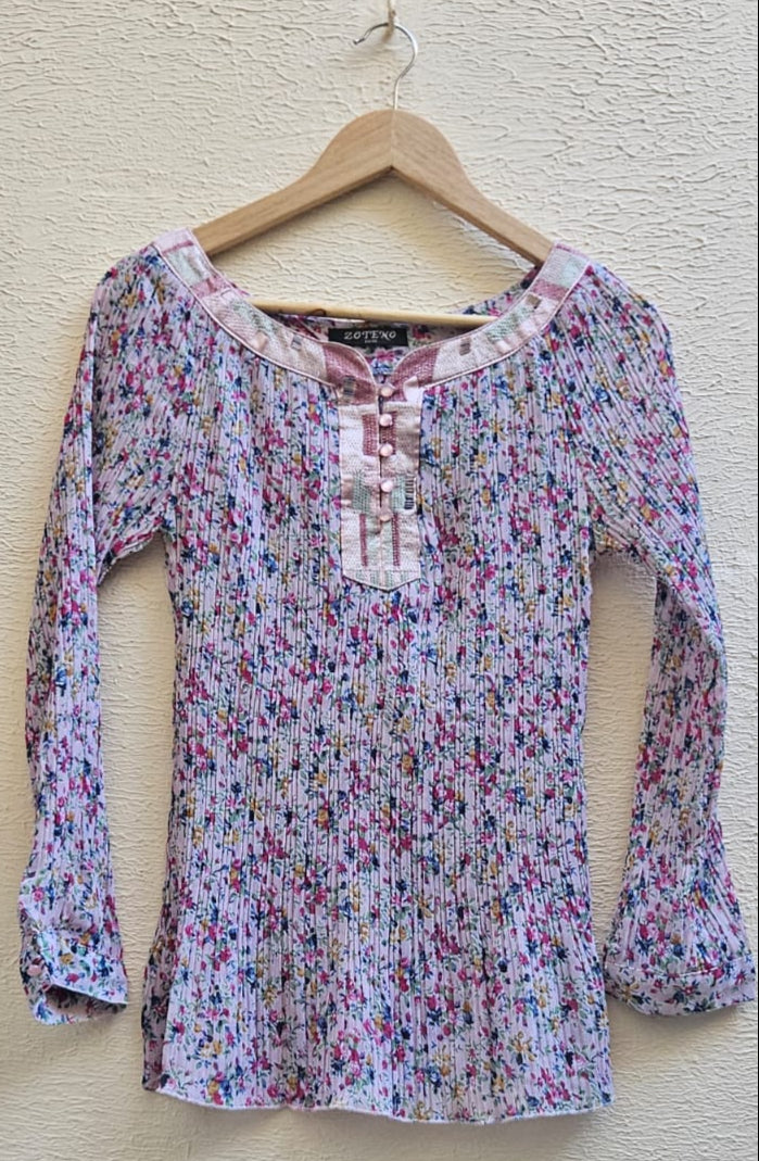 Pink Floral Long Sleeve Top