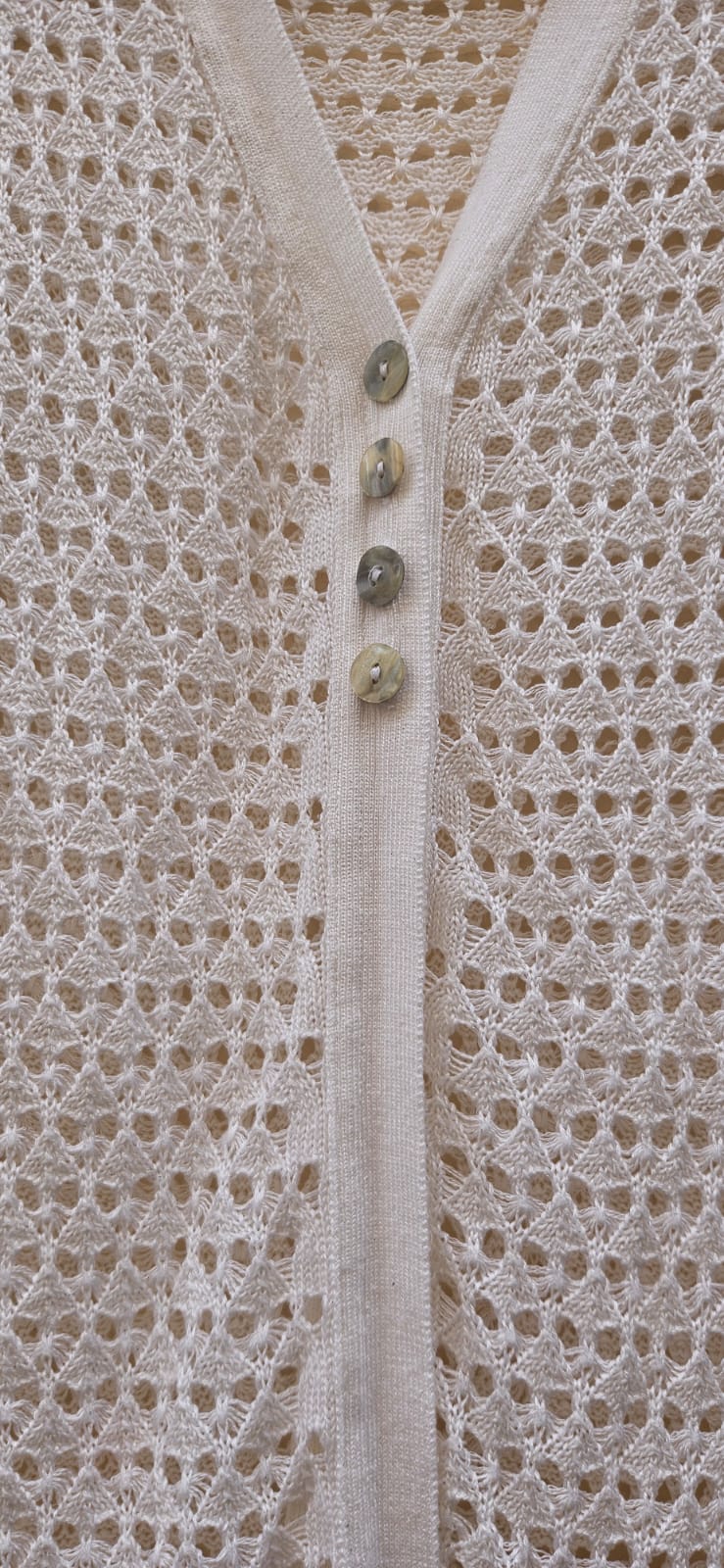 White Crochet Long Cardigan