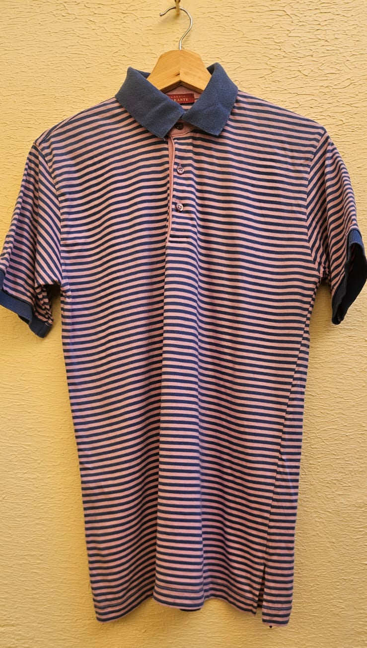 Pink Striped Polo T-Shirt