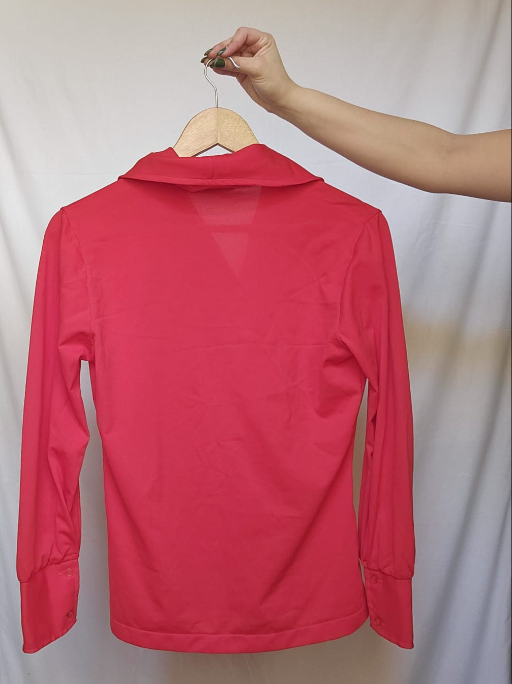 Red Vintage Button-Up Blouse