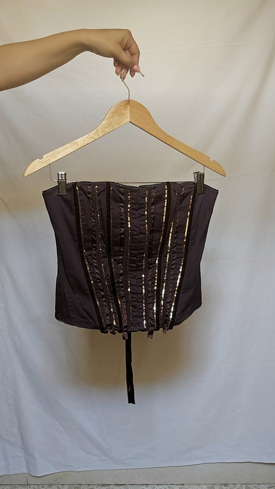 Brown Sequin Corset Top