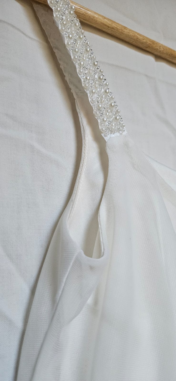 White Embellished Strap Flowy Top