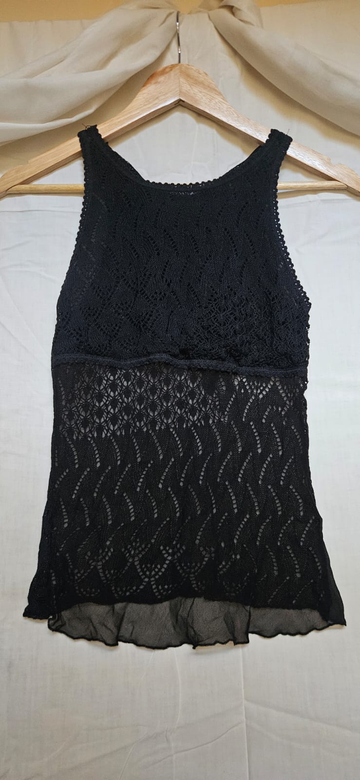 Black Lace Crochet Top