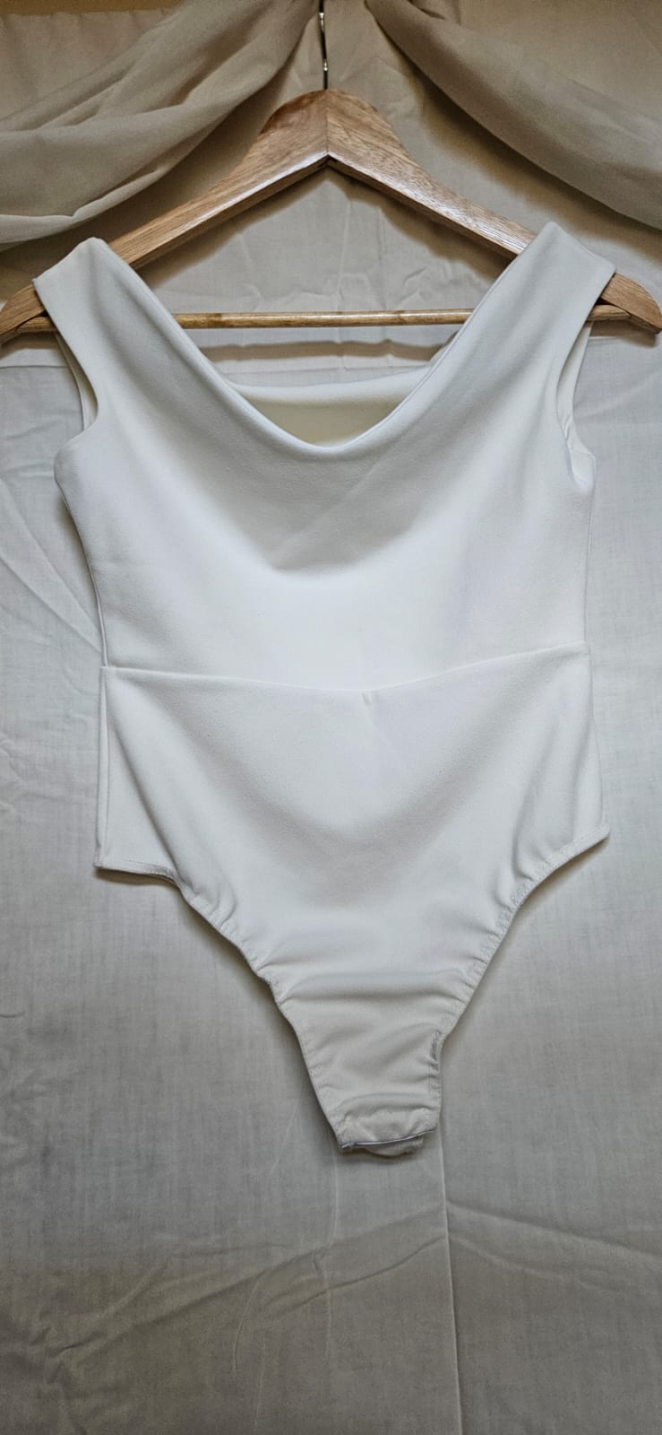 White Cowl Neck Bodysuit