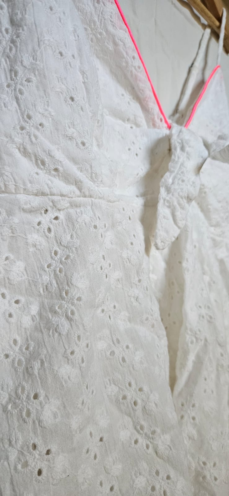 White Broderie Anglaise Tie-Front Top