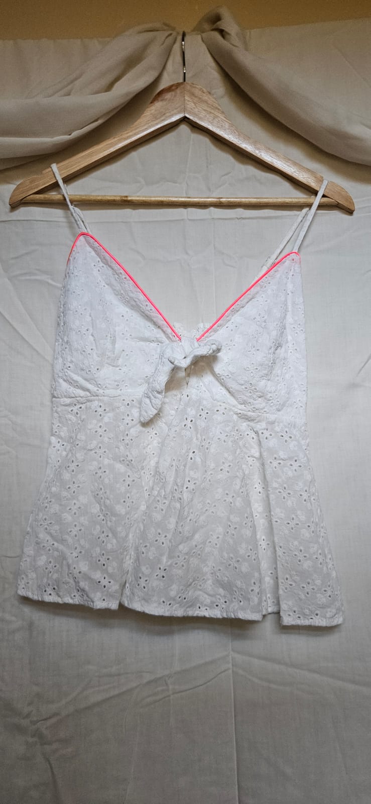 White Broderie Anglaise Tie-Front Top