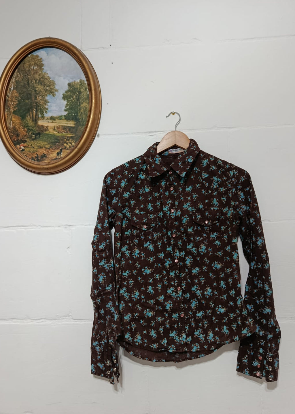 Terranova Brown Floral Button-Down Shirt - Size XS-S