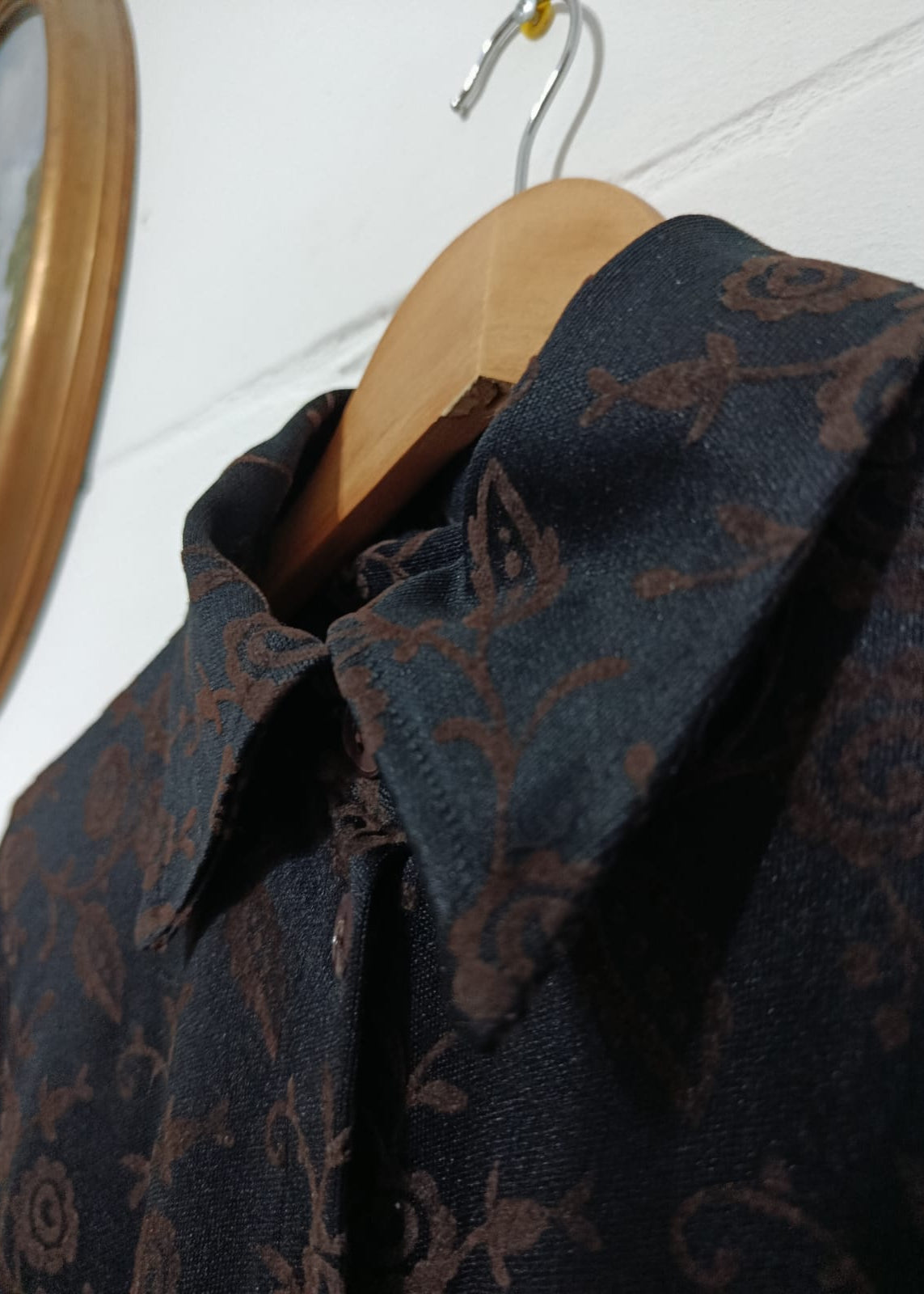 Black Floral Jacquard Blouse - Size S