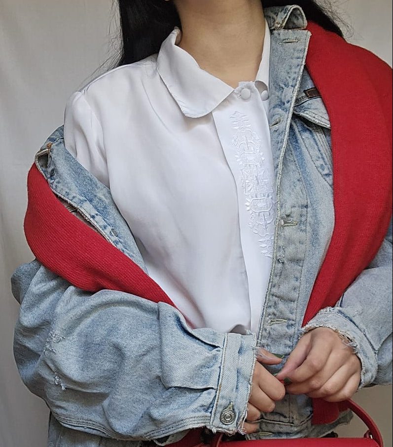 White Lace Collar Shirt