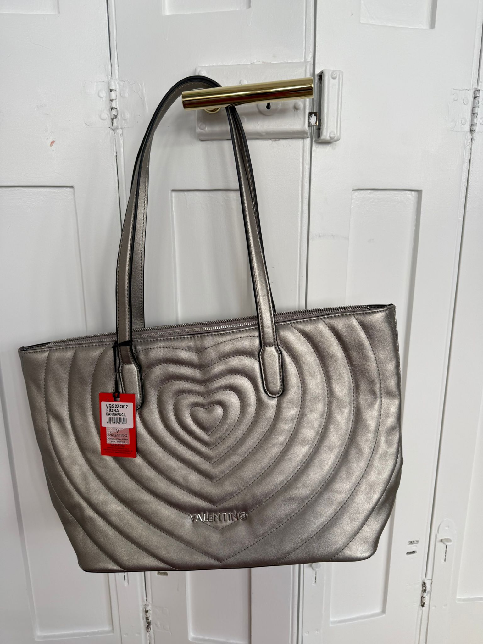 Valentino Handbags Fiona Pewter Quilted Heart Tote – Poppy's Closet