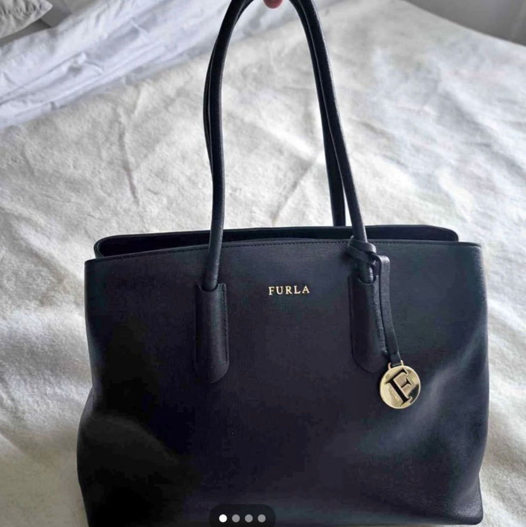 Furla Black Leather Tote Bag — Poppy's Closet