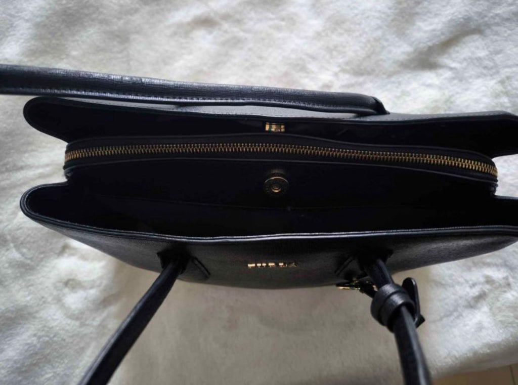 Furla Black Leather Tote Bag — Poppy's Closet