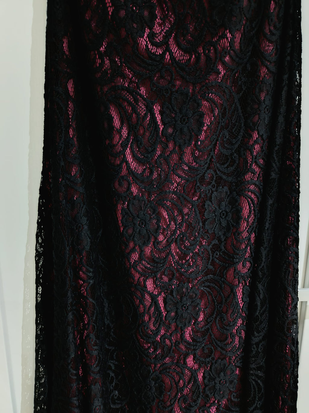 Black Lace & Fuchsia Sequin Strapless Gown – Feffey's Closet