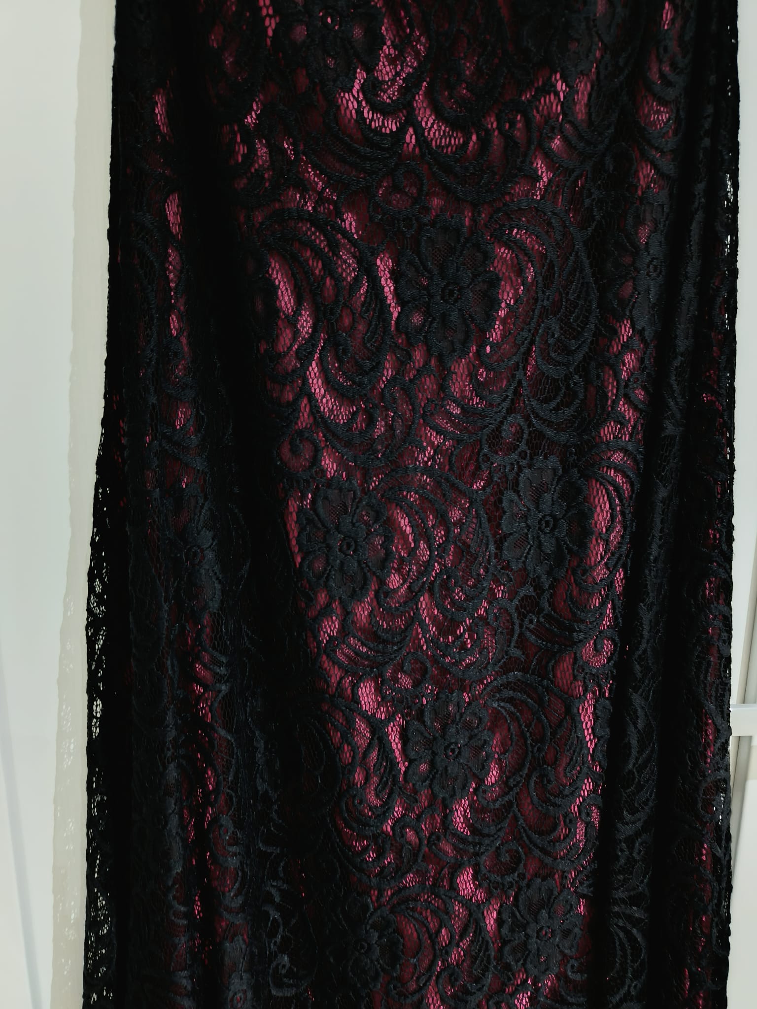 Black Lace & Fuchsia Sequin Strapless Gown – Feffey's Closet