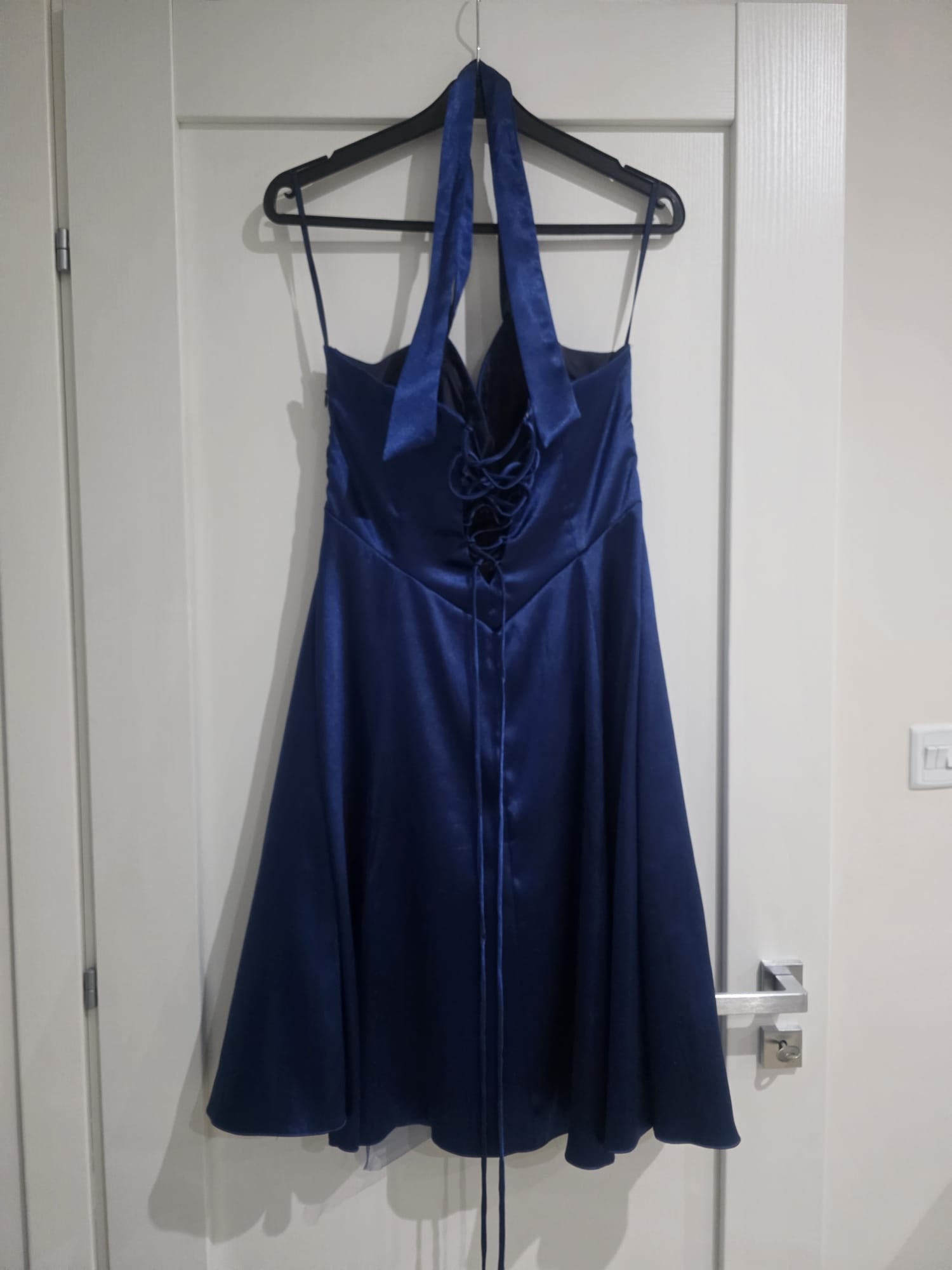 Royal Blue Satin Halter Dress with Bolero – Feffey's Closet