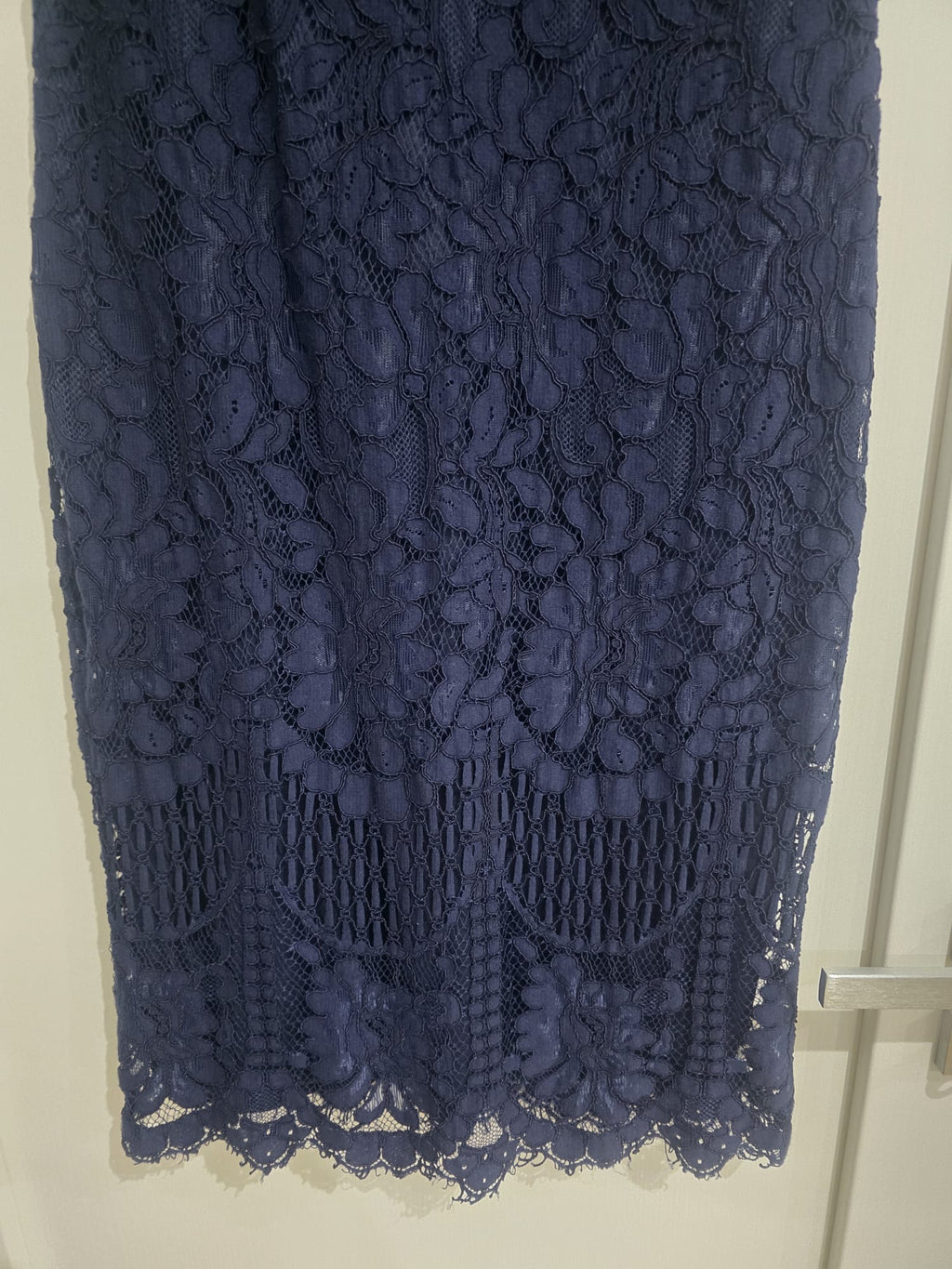 Navy Blue Lace Ruffle Midi Dress – Feffey's Closet