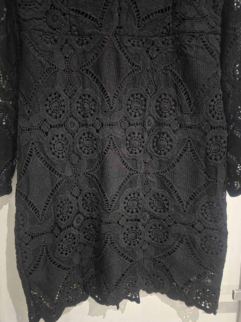 Black Crochet Lace Long-Sleeve Mini Dress – Feffey's Closet
