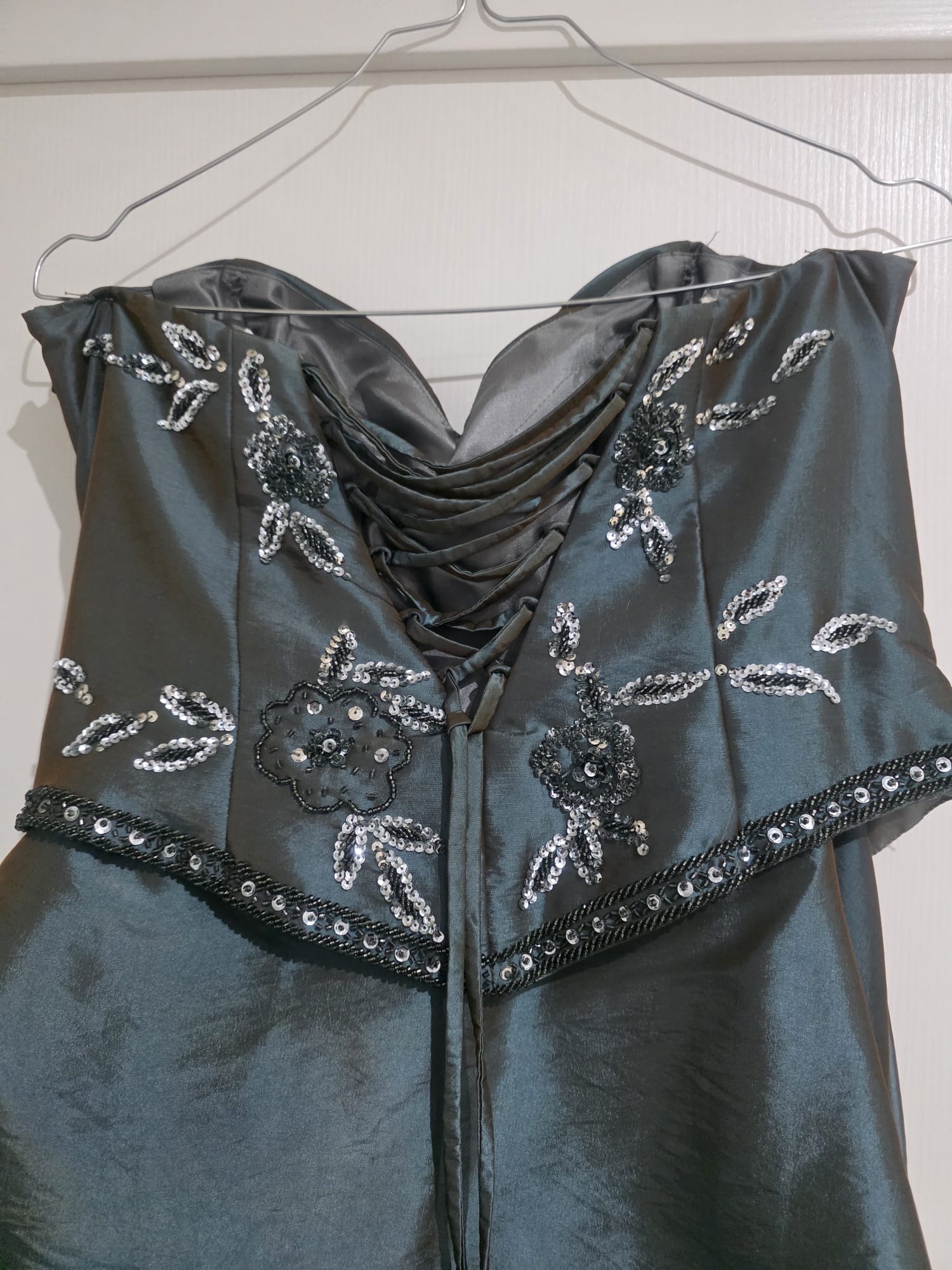 Gunmetal Sequin Beaded Strapless Mermaid Gown – Feffey's Closet