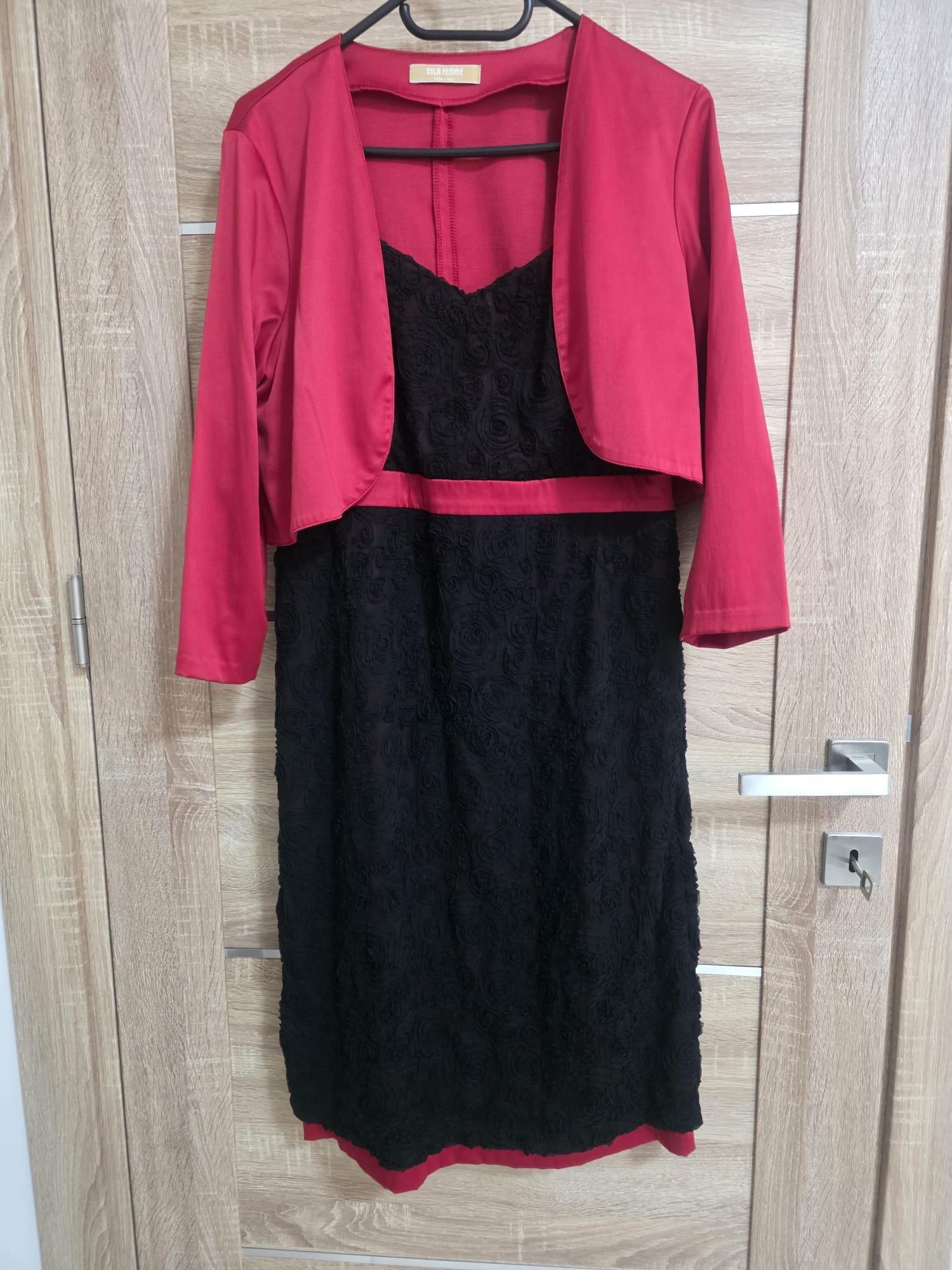 Black Rosette & Red Satin Dress with Bolero – Feffey's Closet