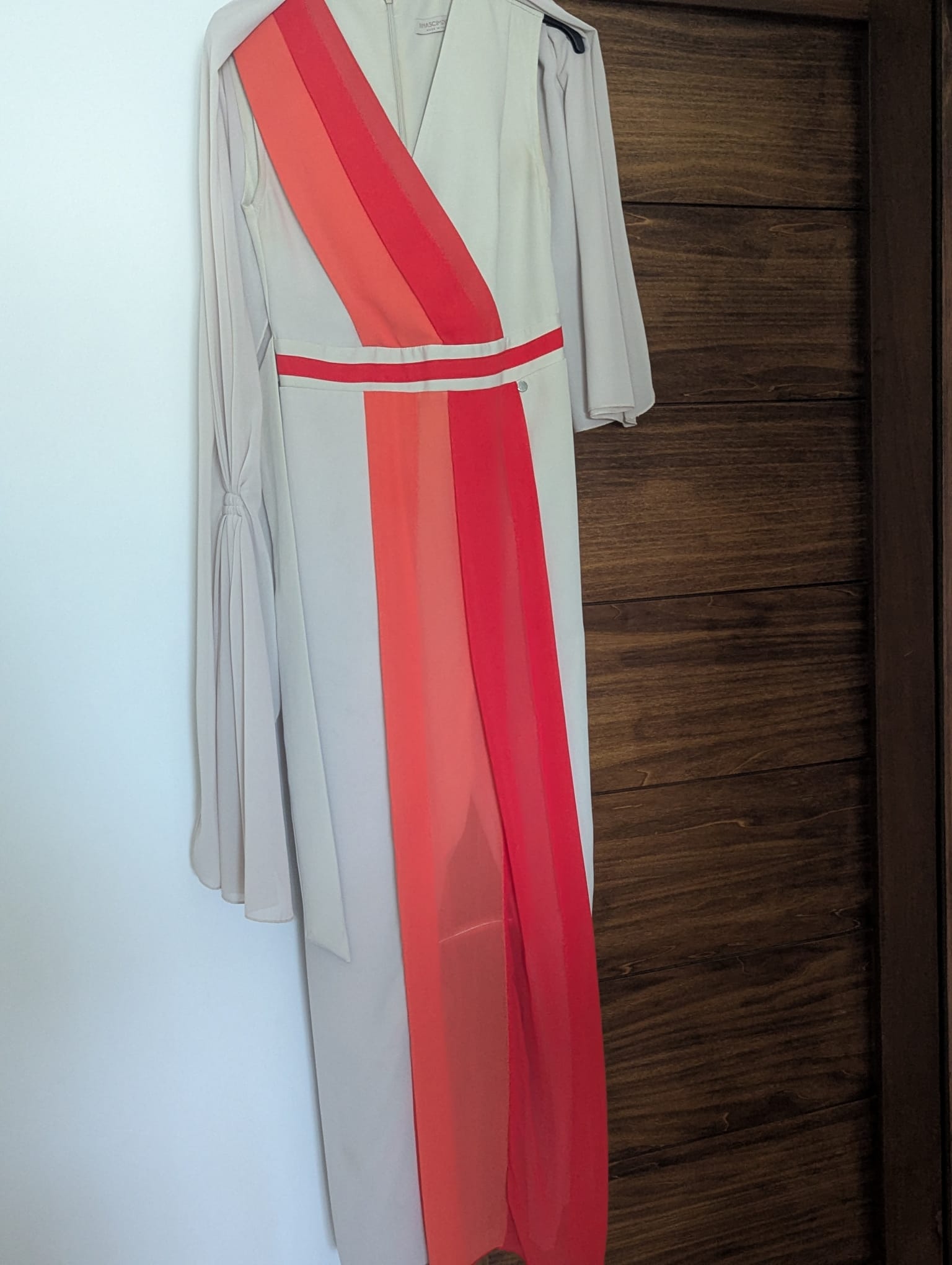 Stone & Coral Colour-Block Wrap Maxi Dress with Shawl – Lulu's Closet