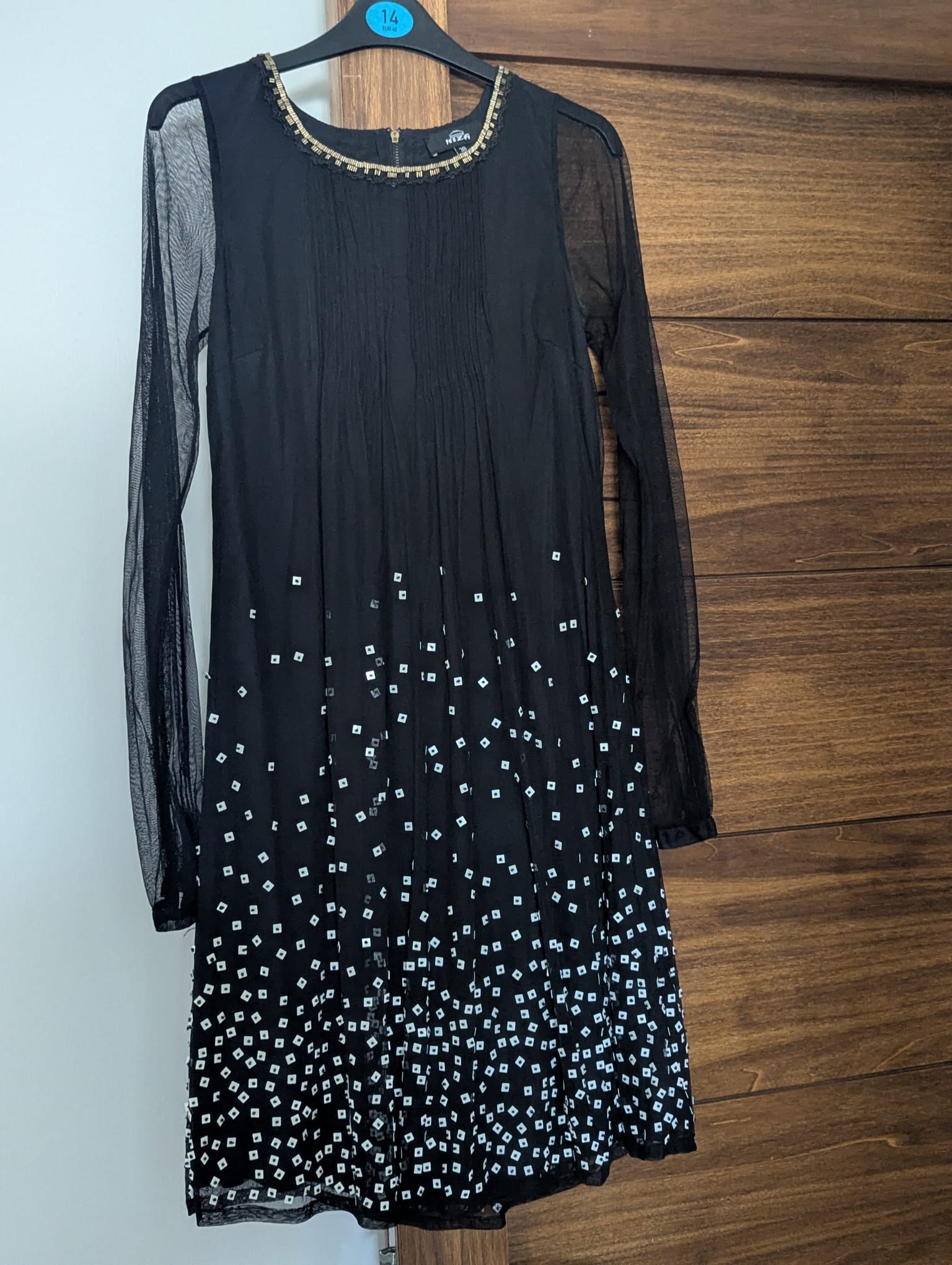 Black Derhy Sequin Scatter Sheer Sleeve Midi Dress – Lulu's Closet