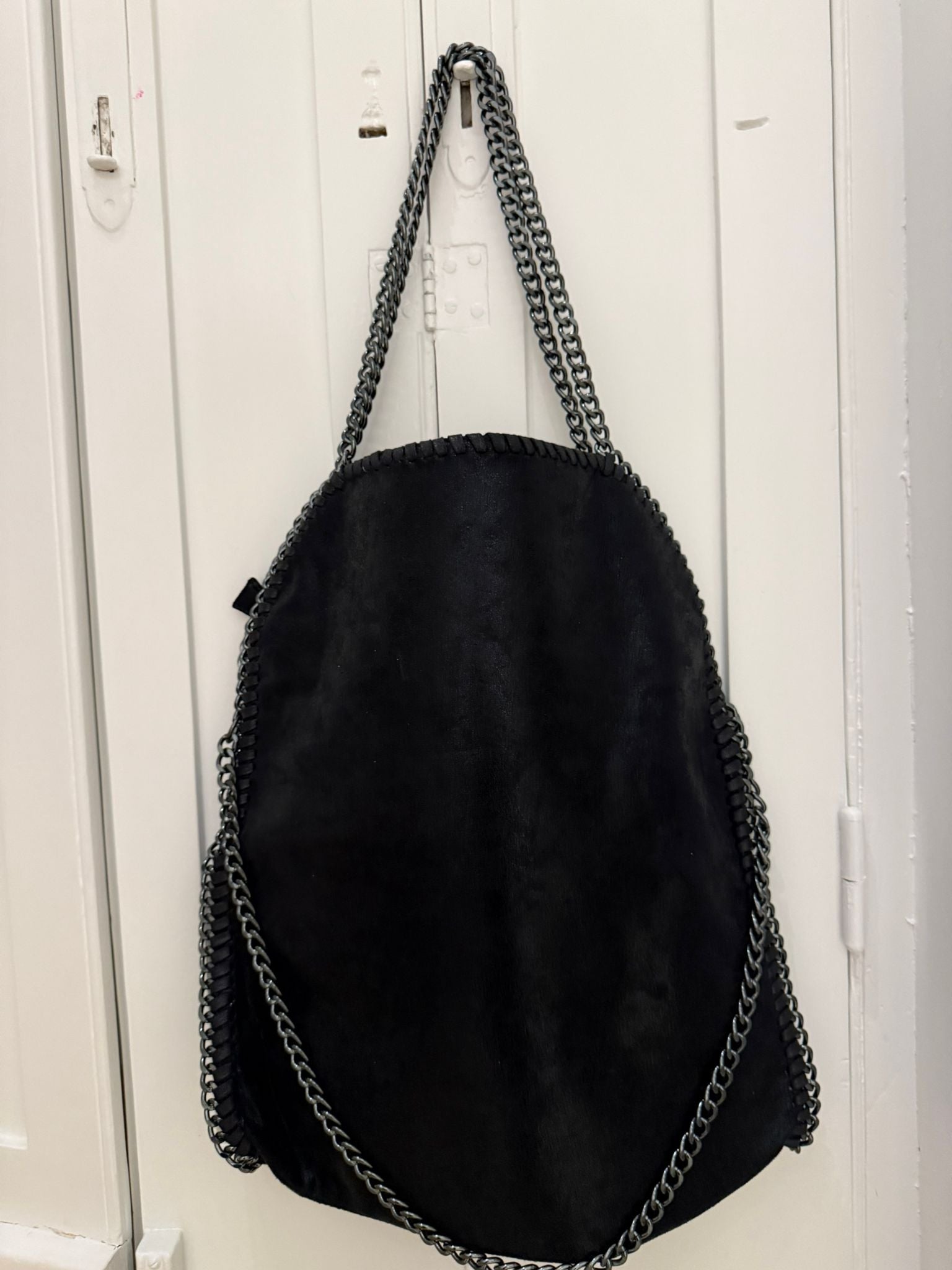Stella McCartney Black Suede Falabella Tote Bag  —  Poppy's Closet