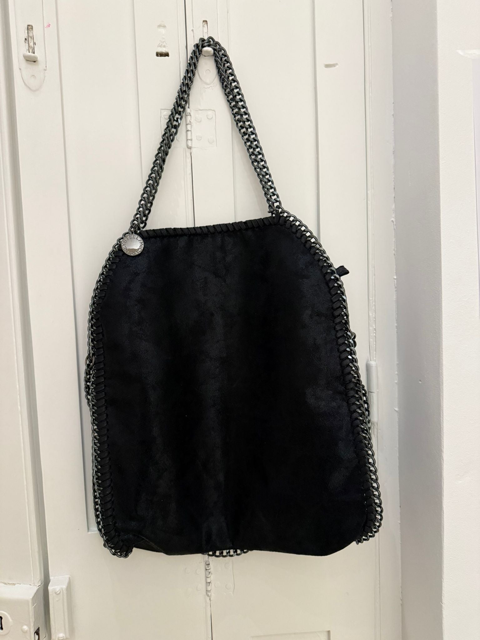 Stella McCartney Black Suede Falabella Tote Bag  —  Poppy's Closet