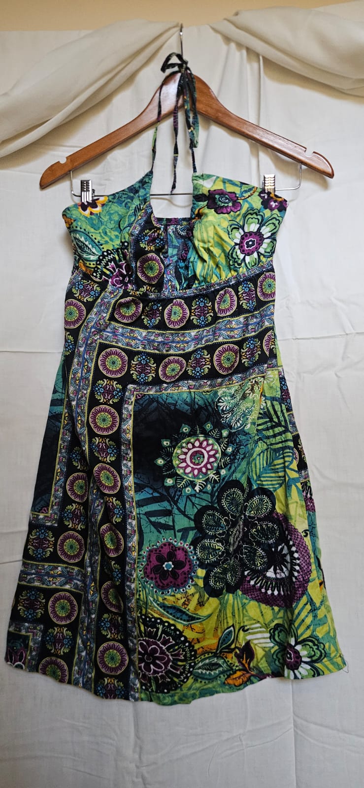 OVS Young multicolour patchwork halter dress on hanger, front view